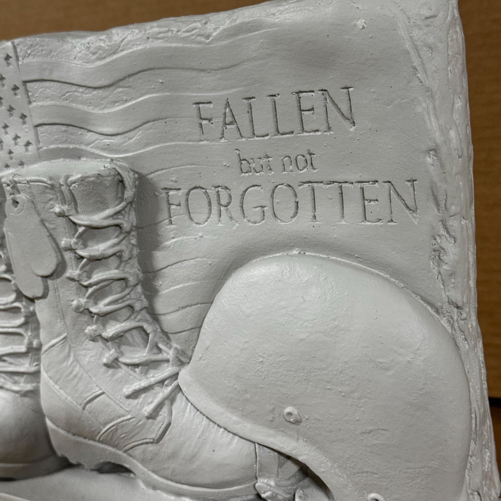Military Memorial Concrete Soldier Statue 12" Tribute Garden Sculpture & Cemetery Grave Marker