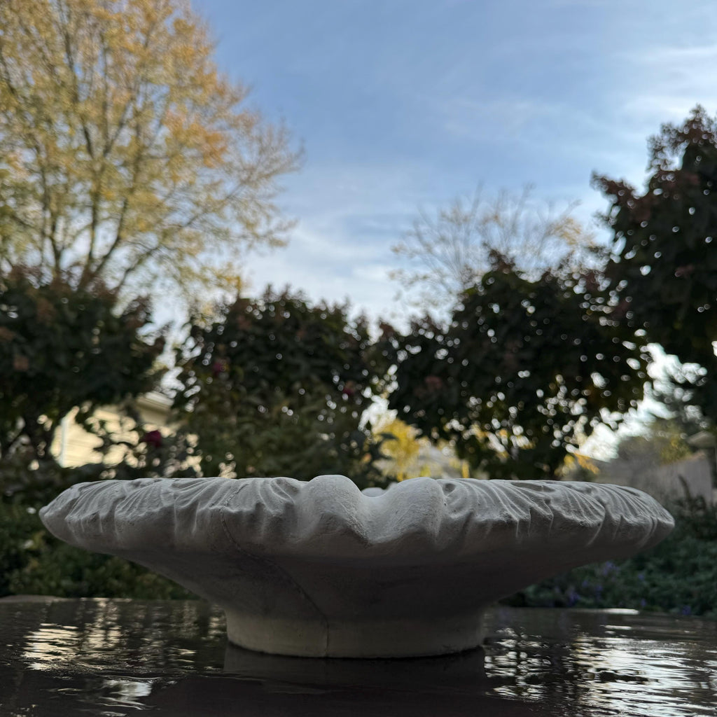 Leafy Replacement Concrete Fountain Bowl 19" Outdoor Garden Water Feature - Bubbler Basin Topper