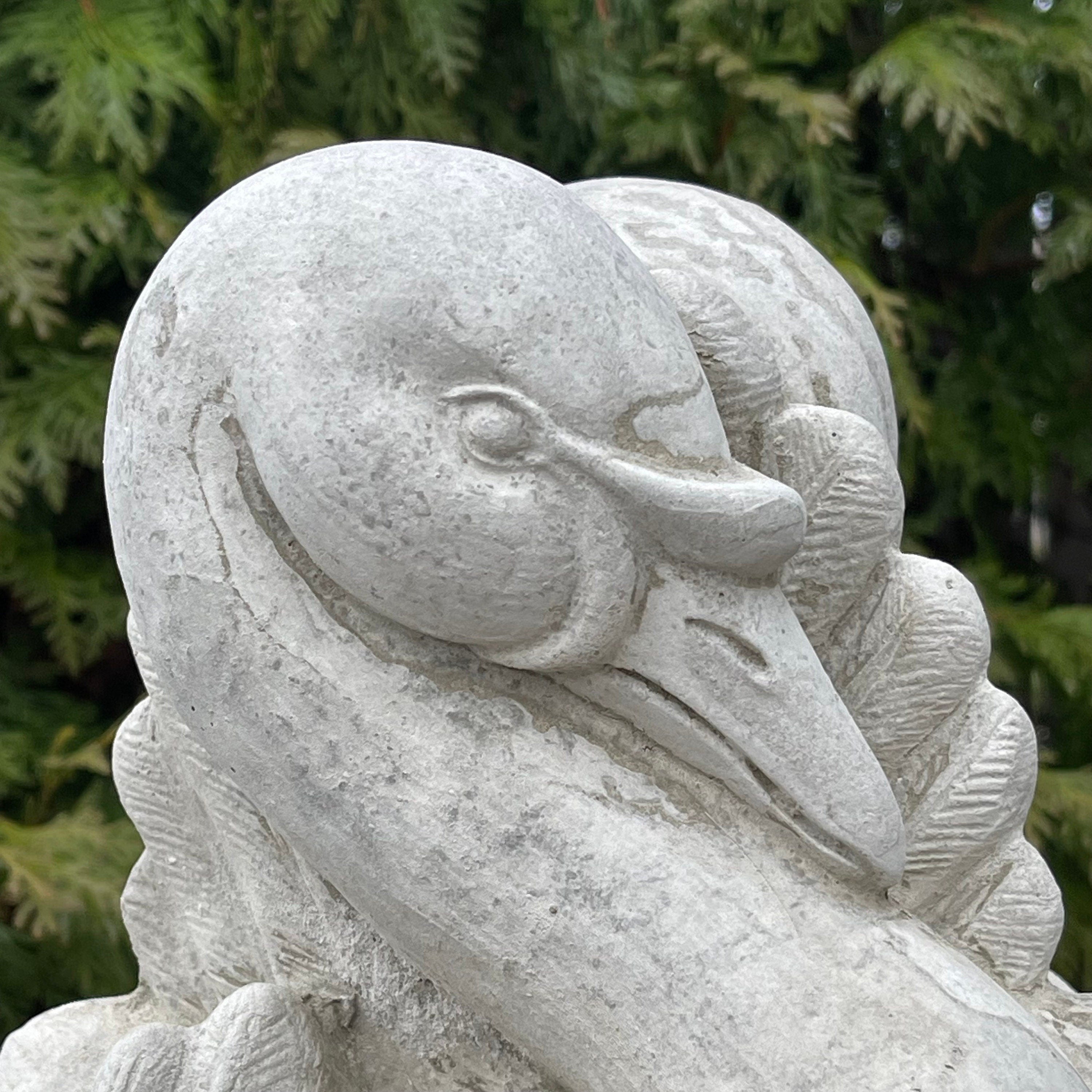 Concrete Fountain Top 10.5" Swan Cement Topper / Replacement Water Feature Part