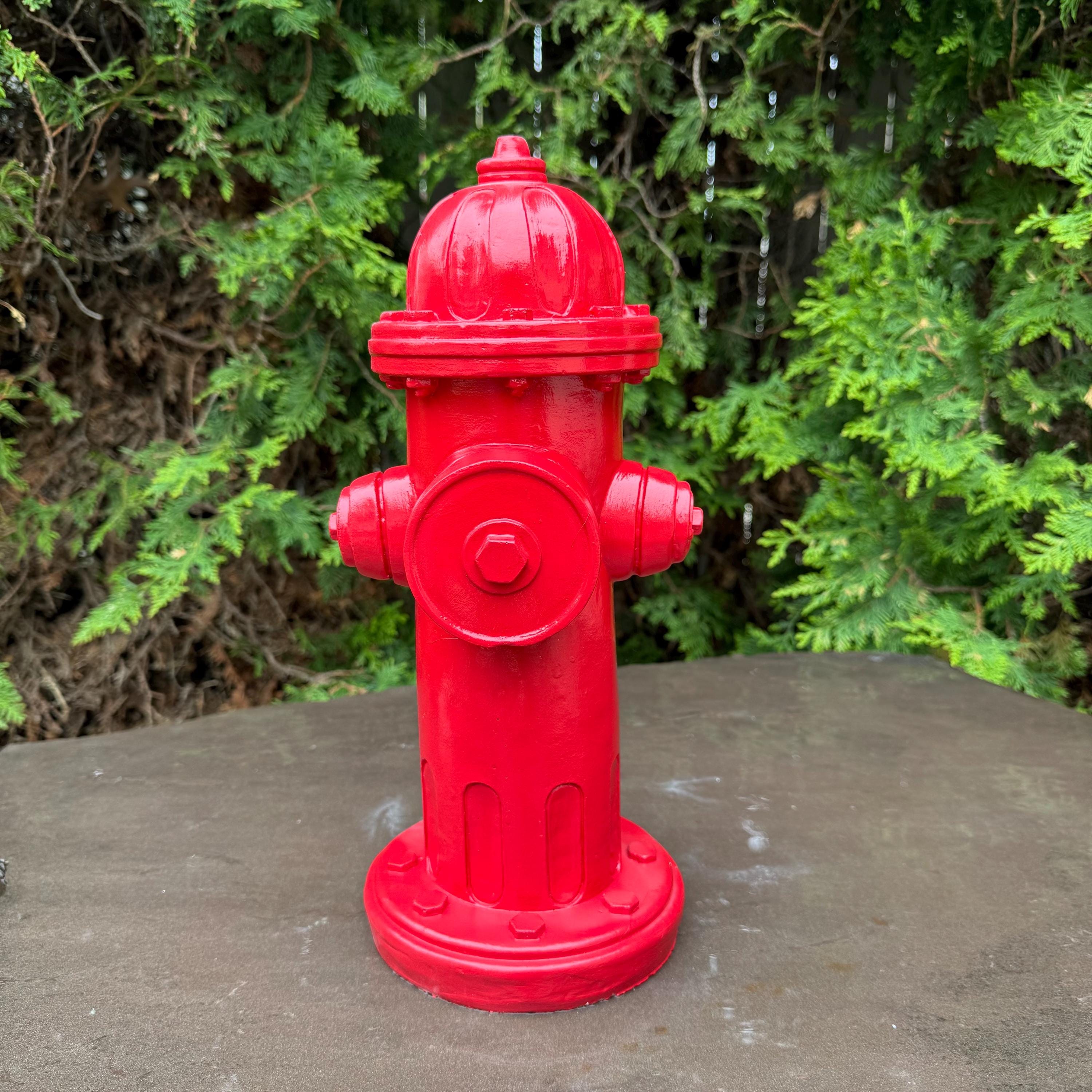 Red Concrete Fire Hydrant Statue 14 inch Dog Pee Post Fireman Gift Yard Decor Lawn Ornament