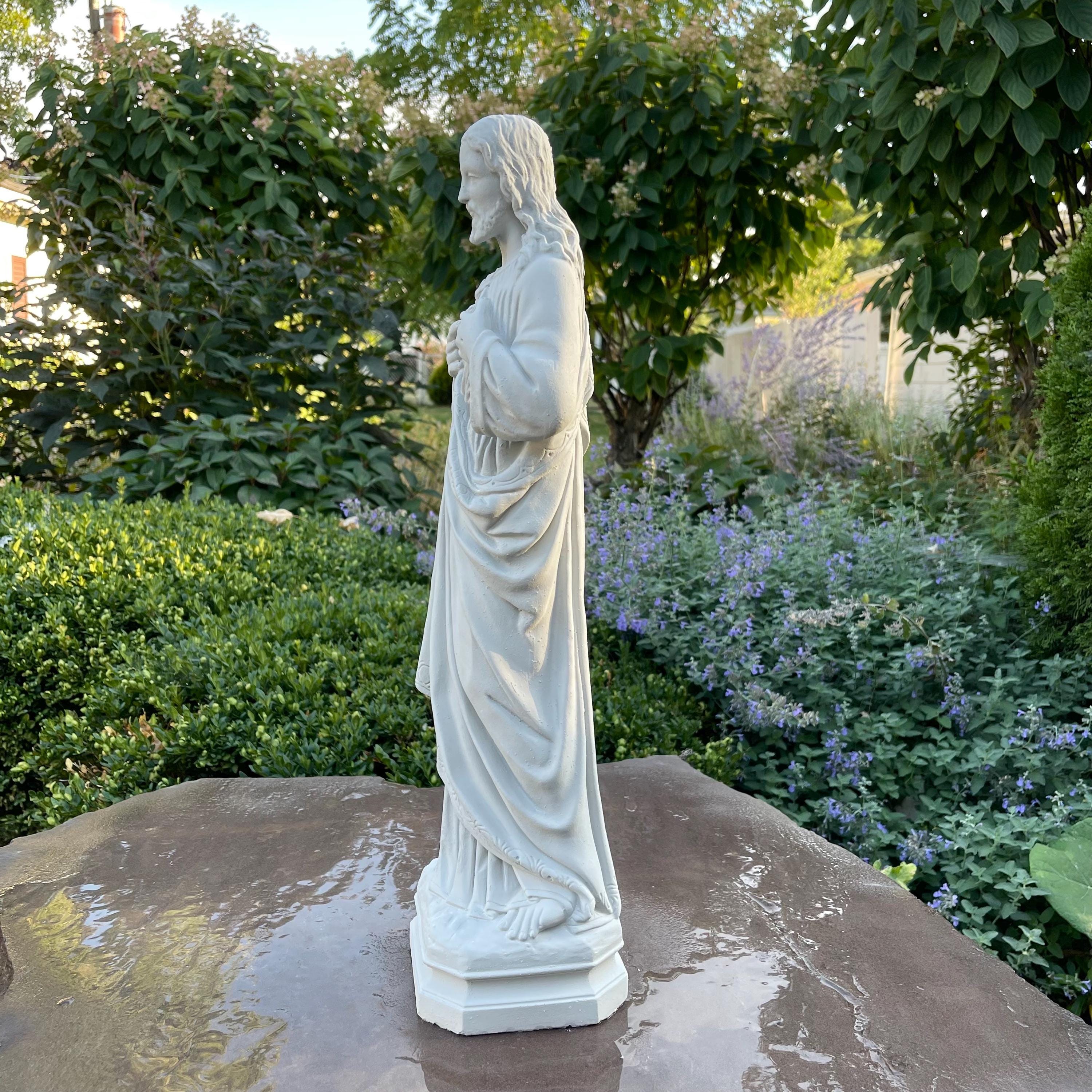 Sacred Heart Jesus Statue 20 Inch Concrete Catholic Garden Art Religious Yard Decor Sculpture Gift