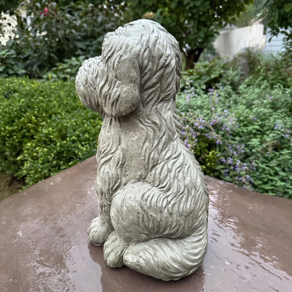 Large Cockapoo Garden Statue 15 Inch Handmade Concrete Dog Memorial Sculpture Yard Decor Outdoor Pet Art Gift