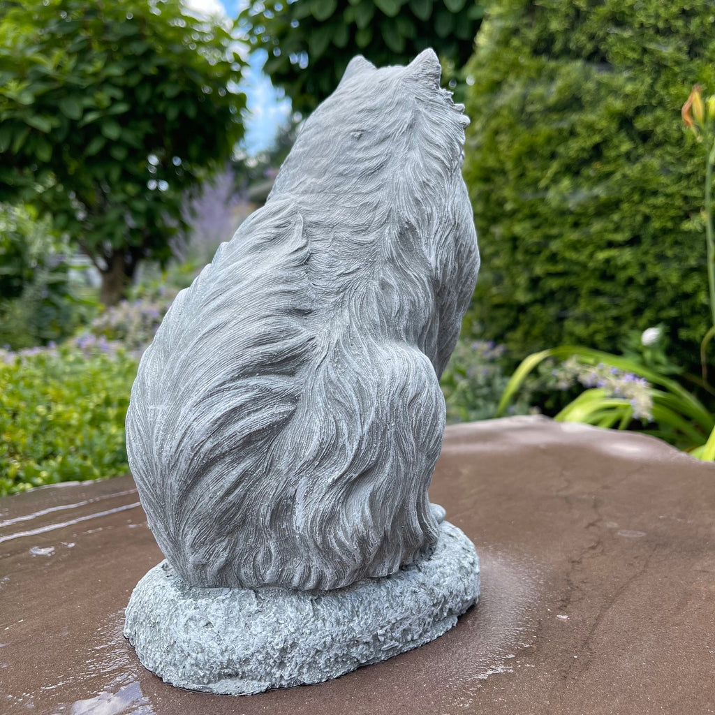Handmade Painted Concrete Pomeranian Dog Statue Garden Memorial Sculpture Yard Art Ornament Pet Gift