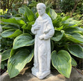 24 Inch Concrete Saint Francis Statue with Birds Catholic Garden Religious Sculpture Yard Decor Lawn Ornament Gift