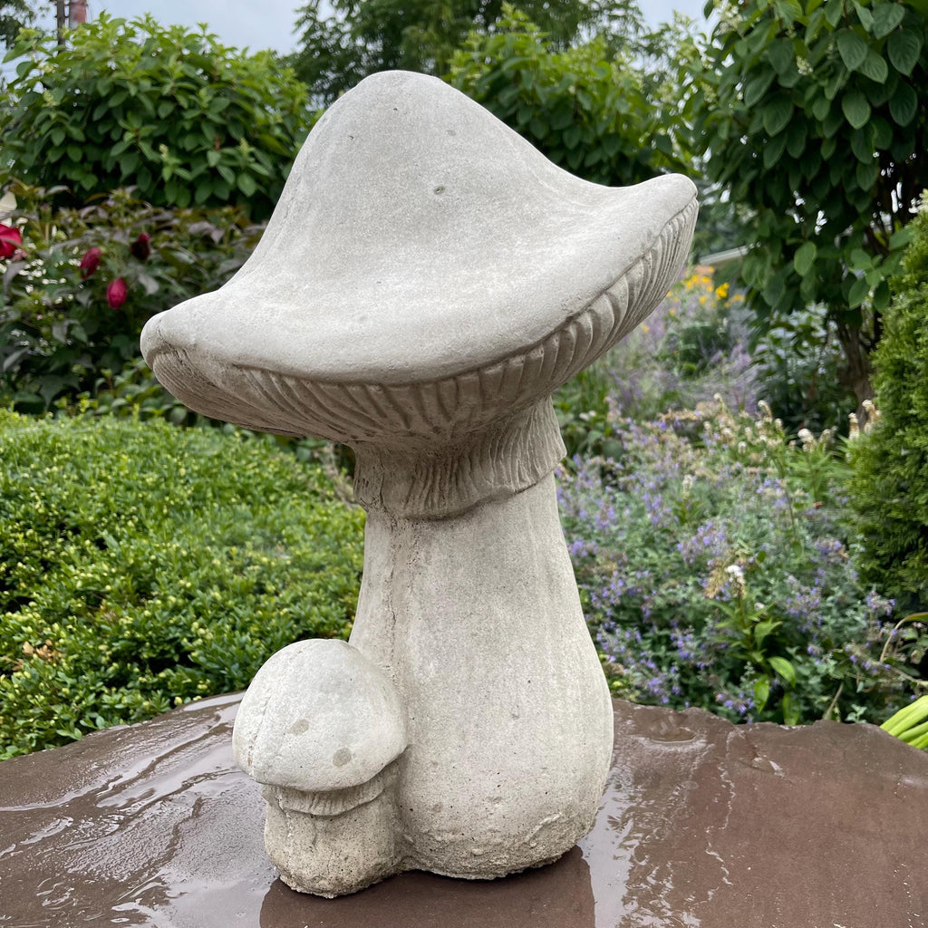 19 Inch Handmade Concrete Mushroom Garden Statue Whimsical Toadstool Yard Art Lawn Ornament Sculpture