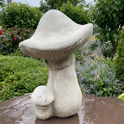 19 Inch Handmade Concrete Mushroom Garden Statue Whimsical Toadstool Yard Art Lawn Ornament Sculpture