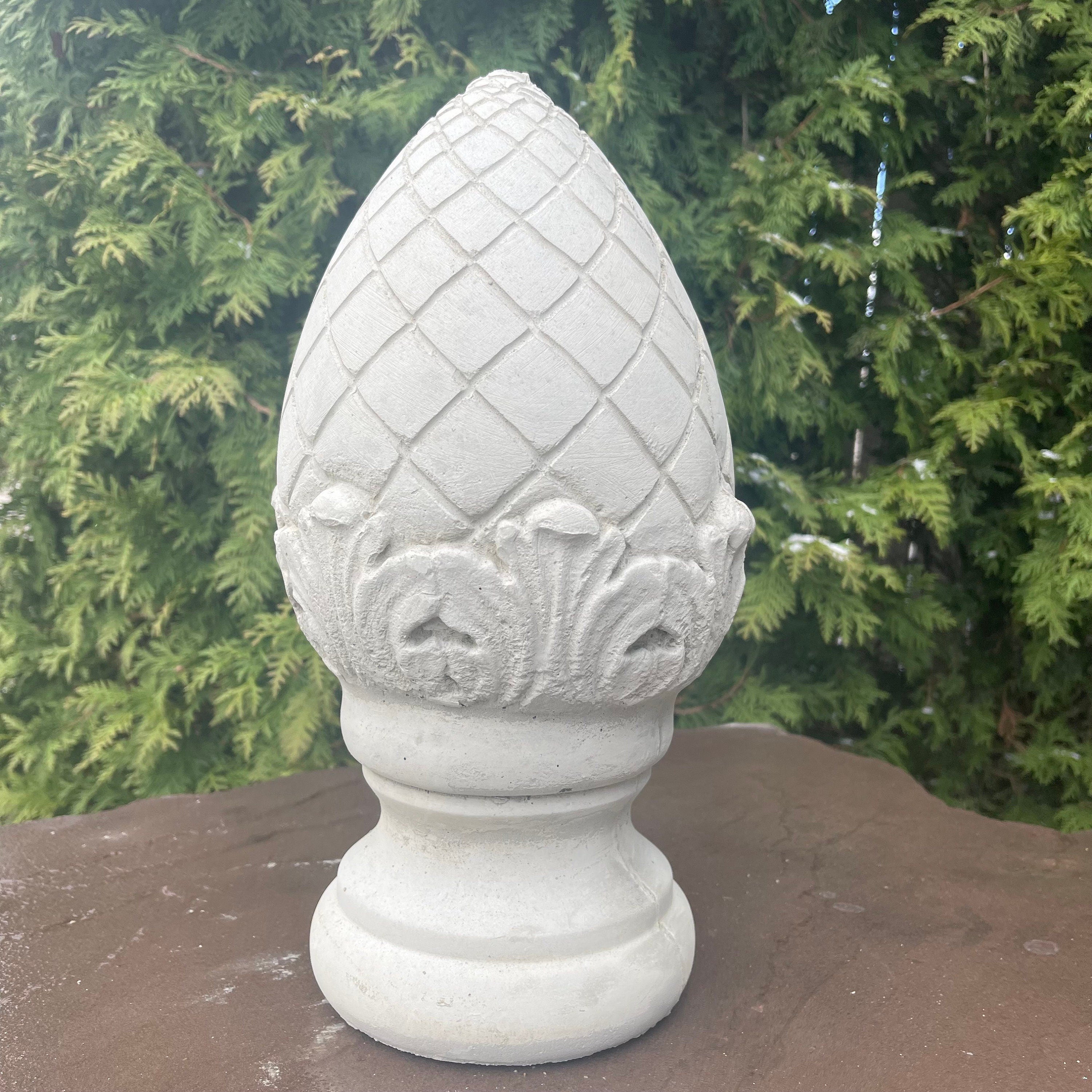 Concrete Artichoke Fountain Top: 13.5" Large Outdoor Garden Statue Cement Finial