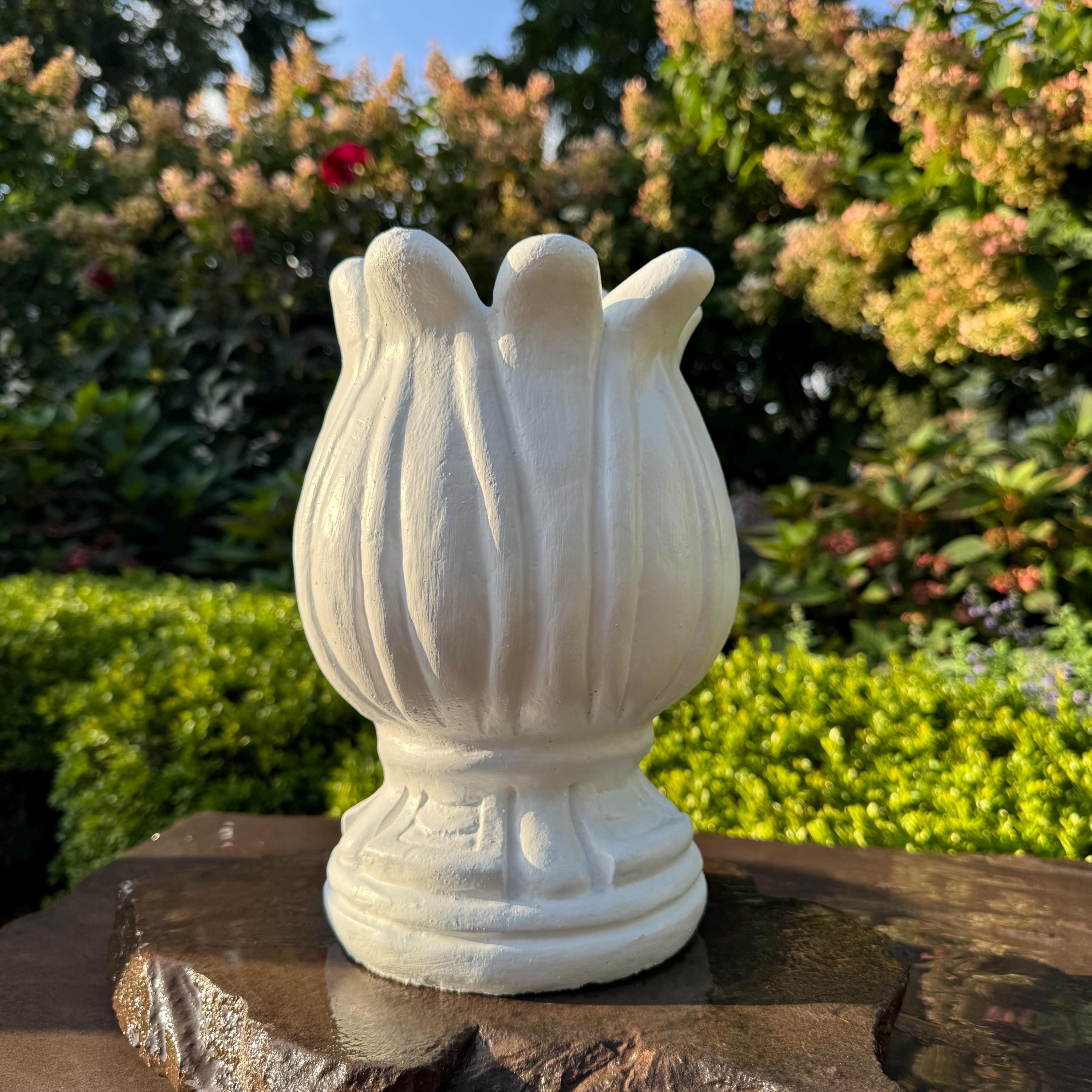 Concrete Tulip Fountain Spout 10.5" Outdoor Garden Pond Water Feature Topper Decor