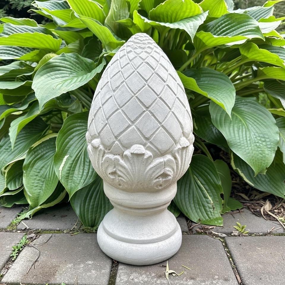 Concrete Garden Finial Statue 13.5" Durable Outdoor Lawn Sculpture Decor Accent Gift