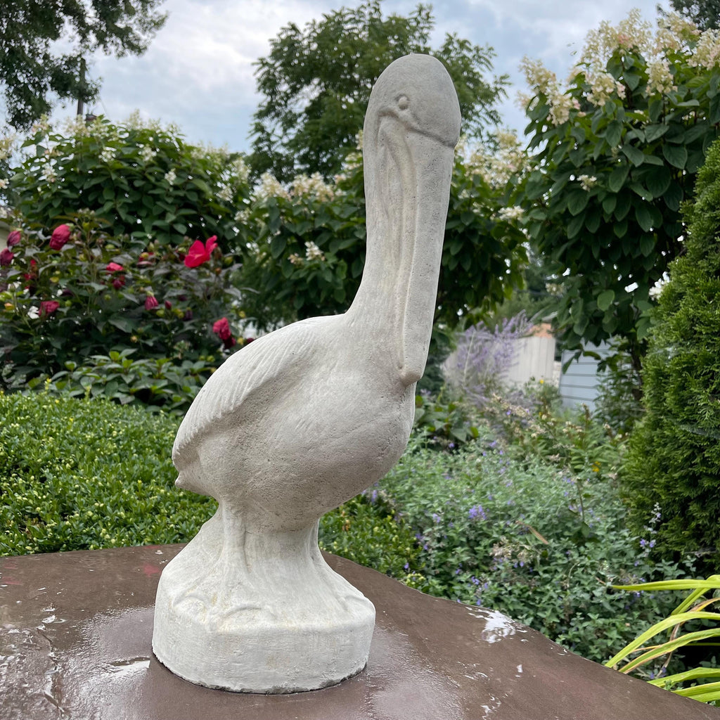 Large Concrete Pelican Statue 20" Coastal Garden Bird Decor Heavy Outdoor Cement Nautical Yard Art