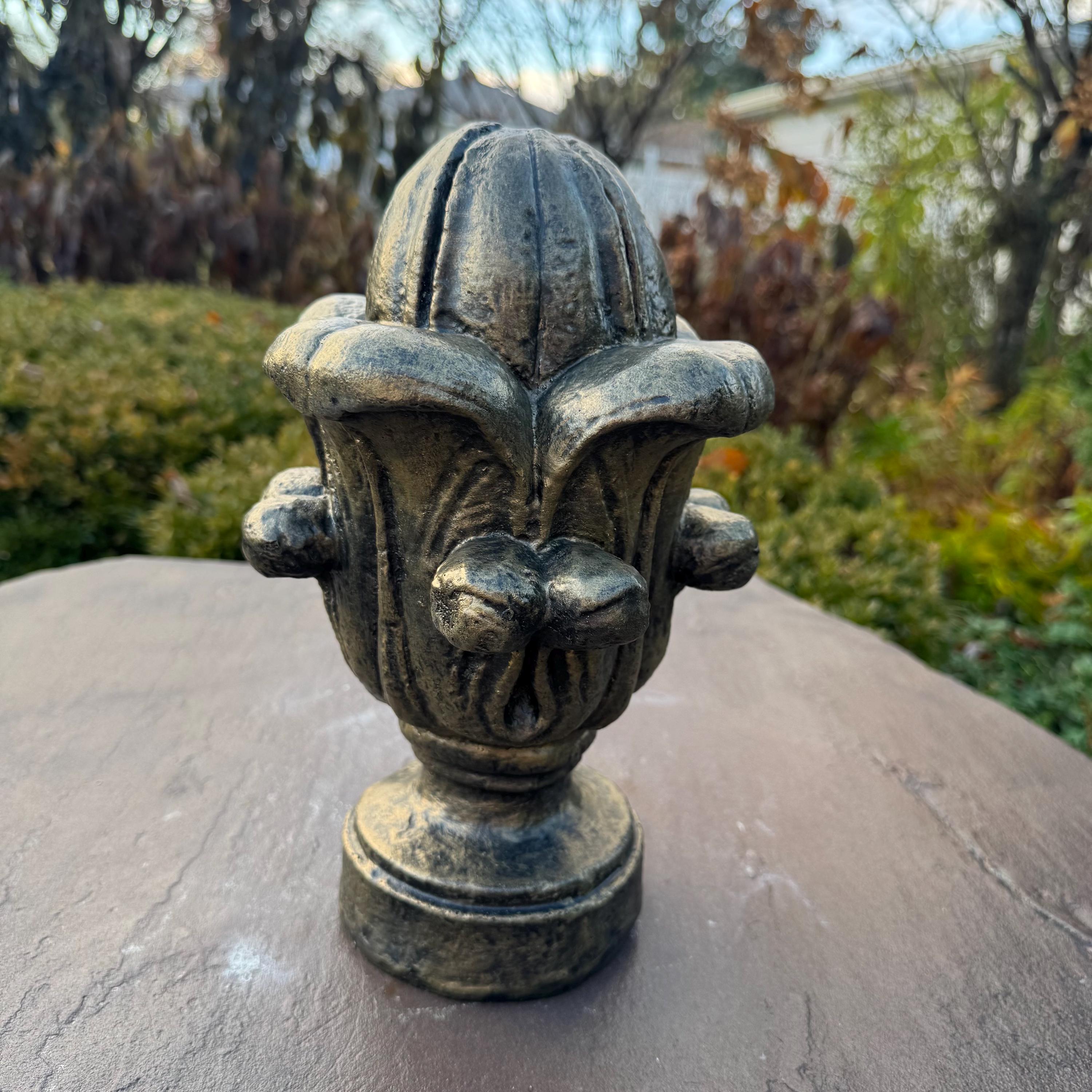 Gold Leaf Concrete Finial – 11 Inch French Garden Sculpture