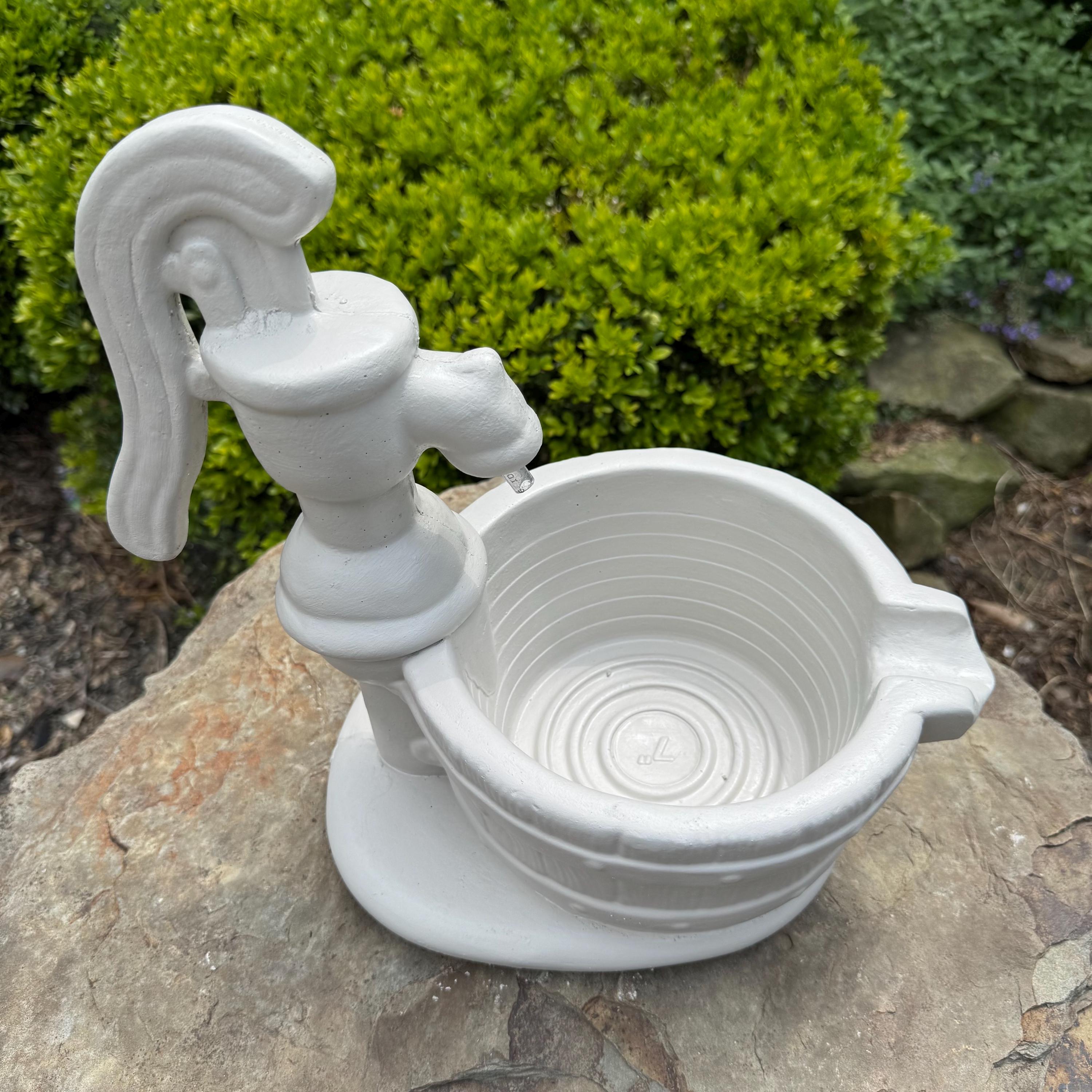Small Fountain Spitter 12" Concrete Fountain Top Replacement / Vintage Water Pump Crank Style