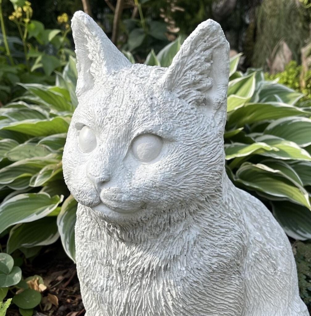 Cat Cement Statue 12" Concrete Cat Sculpture For Garden