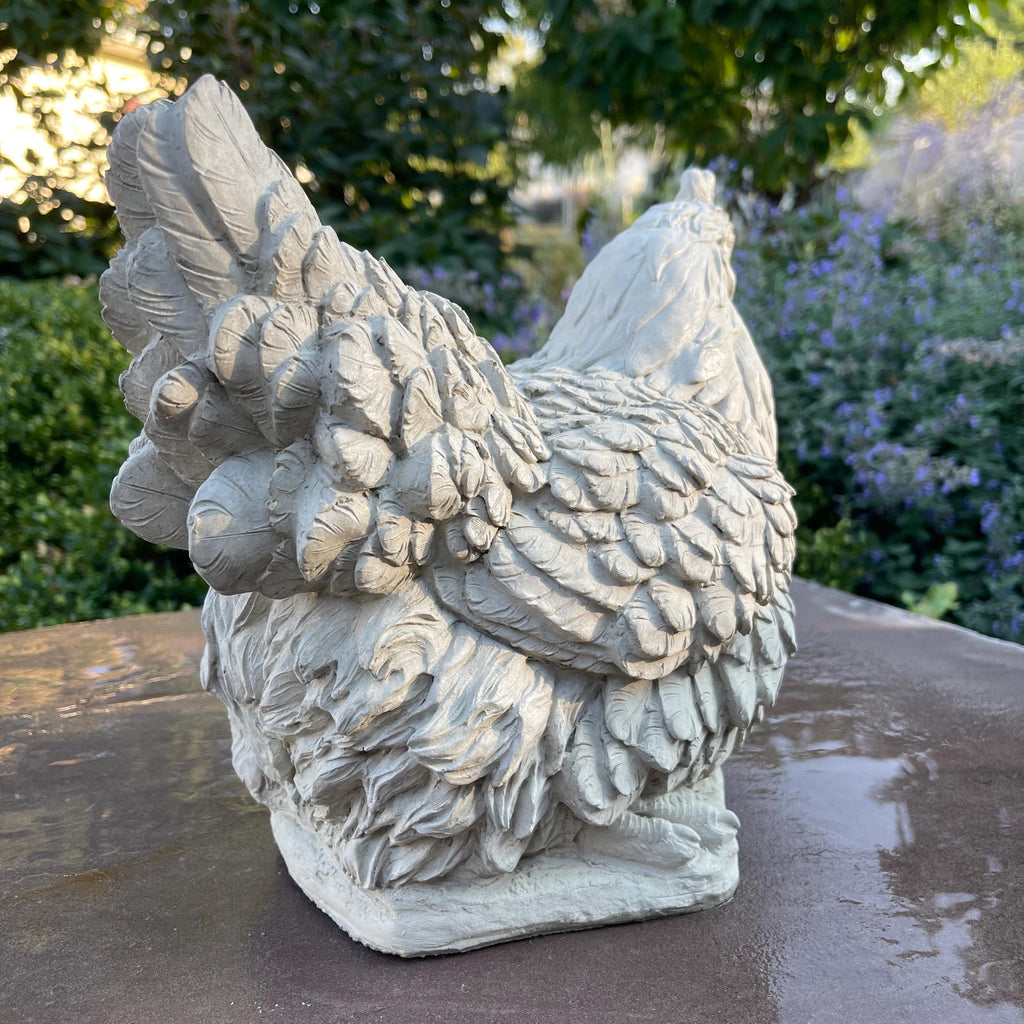 Concrete Chicken Statue Garden Sculpture 10" Outdoor Farmhouse Yard Decor Lawn Ornament Animal Art Gift