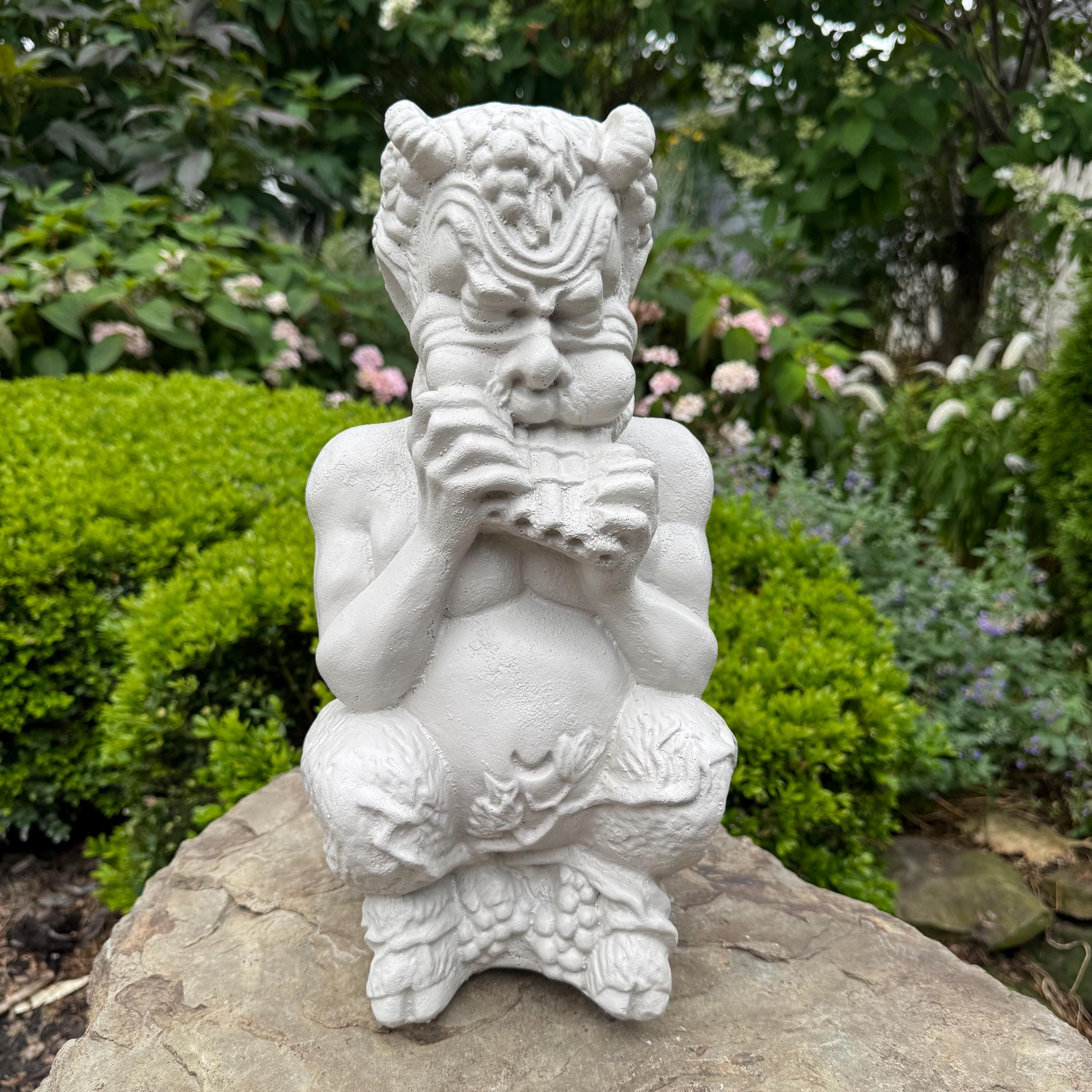 Pan Statue 14" Greek Mythology Concrete Garden Decor Sculpture Yard Art Lawn Ornament Gift