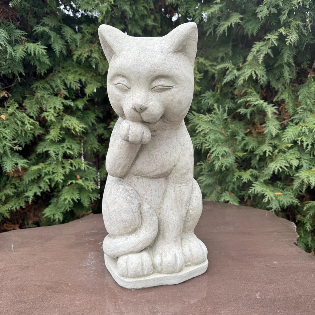 Concrete Cat Statue 16" Cement Cat Garden Statues