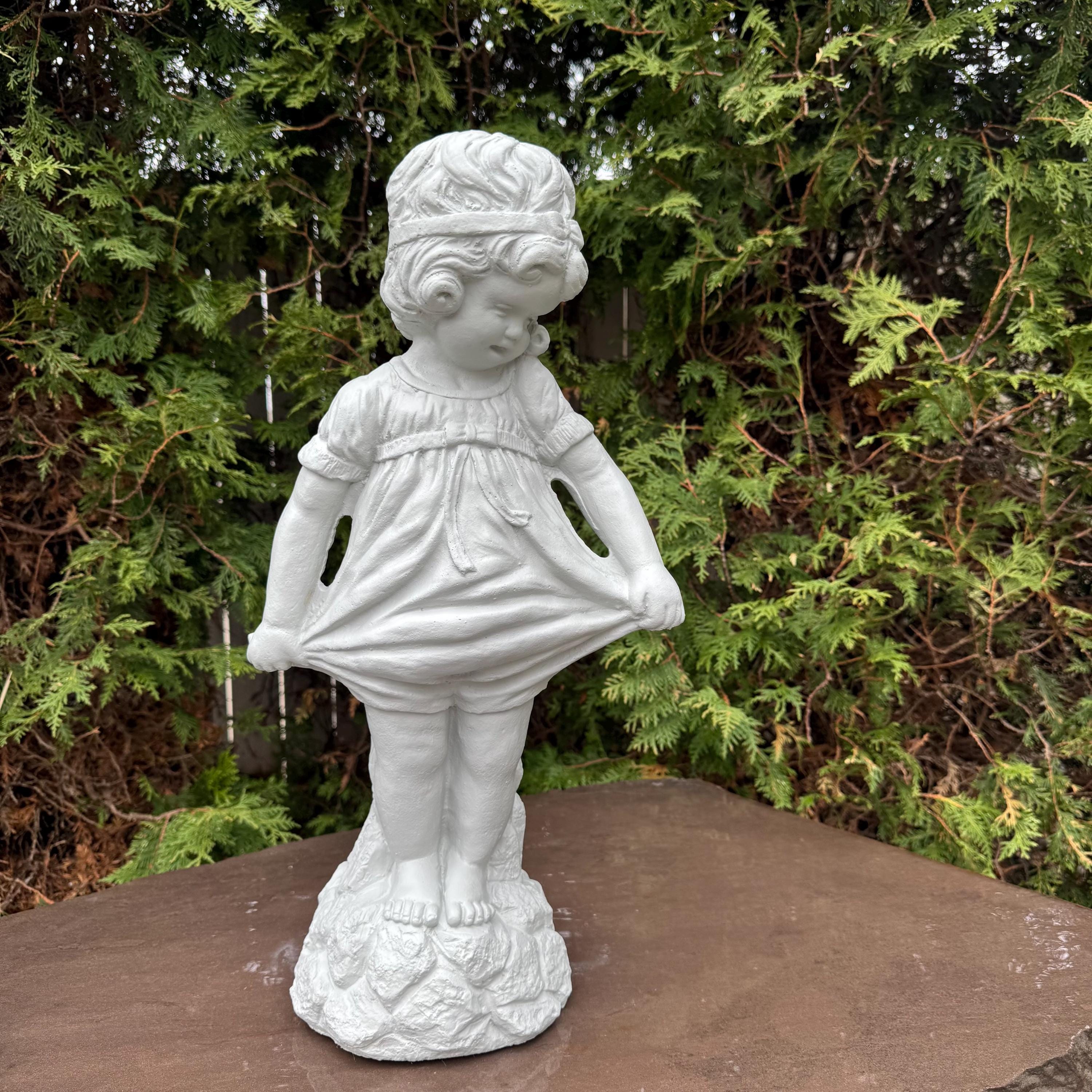 22 inch Bashful Betty Concrete Garden Statue Girl Lawn Ornament Yard Art Sculpture Decor Gift