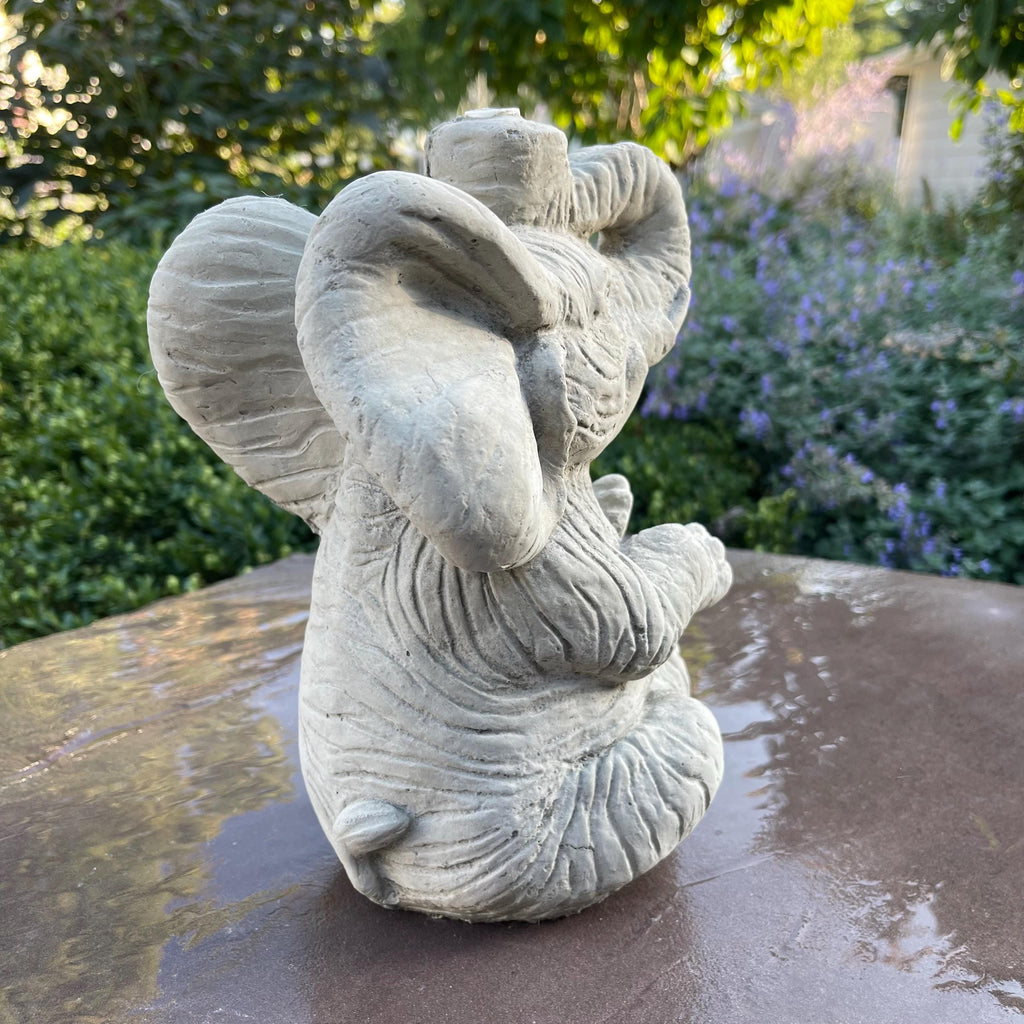 Concrete Elephant Fountain Top 10" Outdoor Garden Statue Water Feature Yard Art Sculpture Spitter