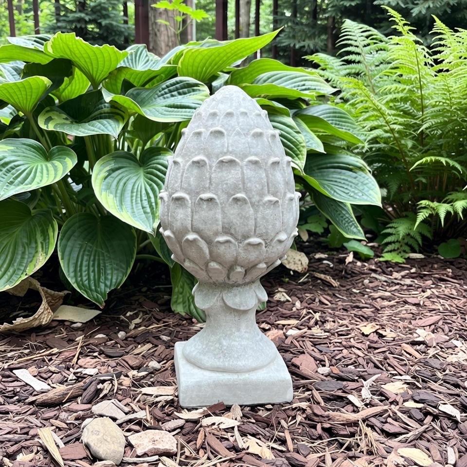 Concrete Artichoke Finial Fountain Top 14.5" Outdoor Garden Statue Sculpture Yard Ornament