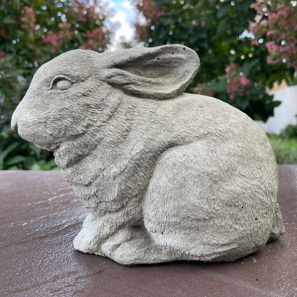 Concrete Rabbit Statue Modern Bunny Garden Sculpture Outdoor Yard Decor 10 Inch Lawn Ornament