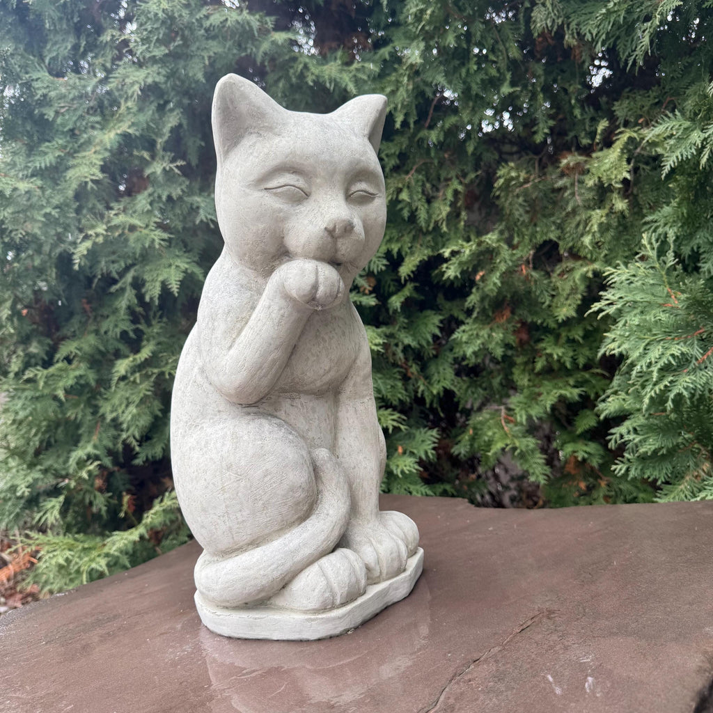 Concrete Cat Statue 16" Cement Cat Garden Statues