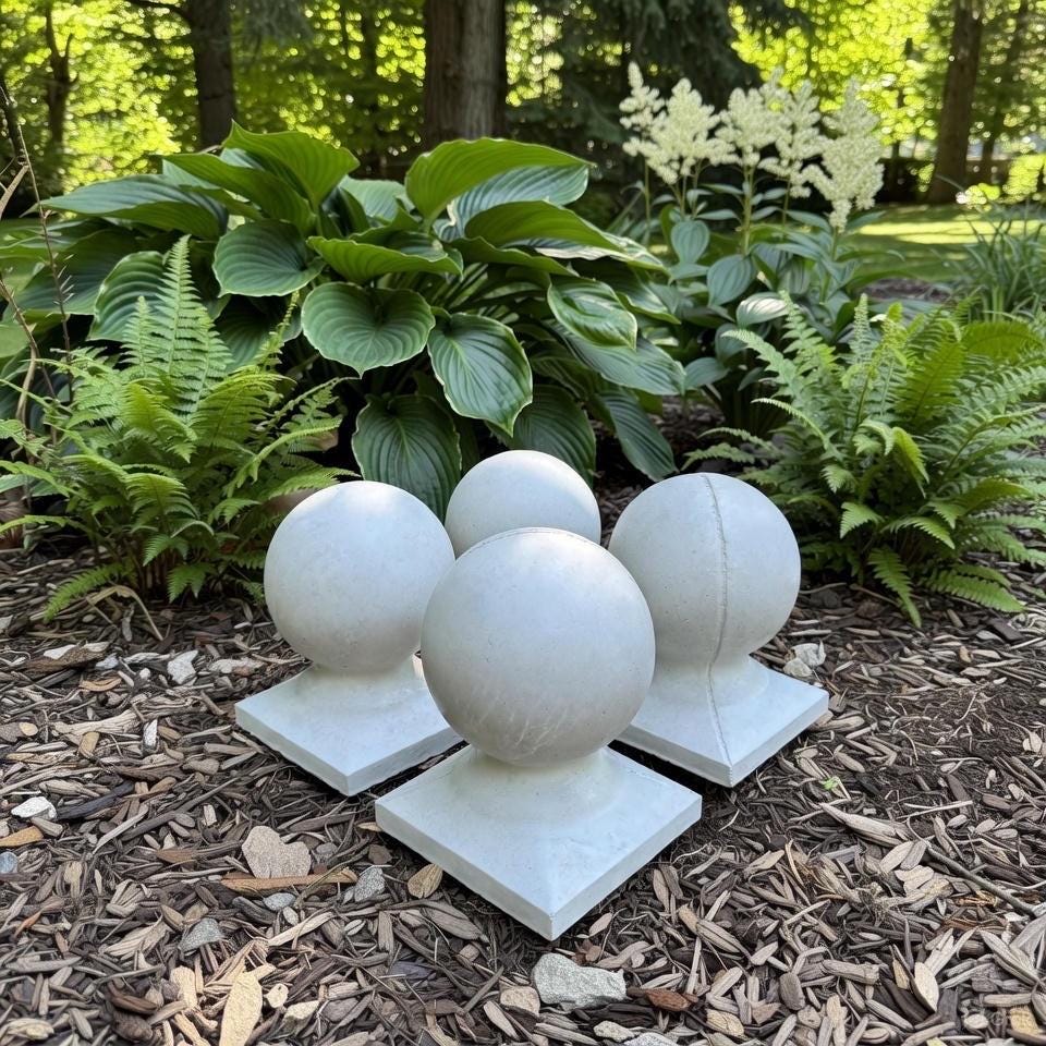 11 Inch Concrete Garden Ball Statue - Cement Sphere Architectural Yard Decor Ornament Lawn Art Gift
