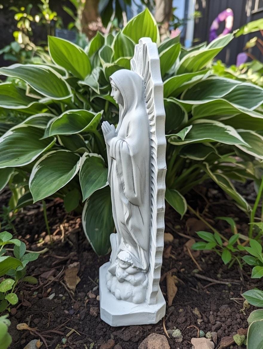 Concrete Our Lady of Guadalupe Garden Statue 13.5" Mother Mary Statue Outdoor