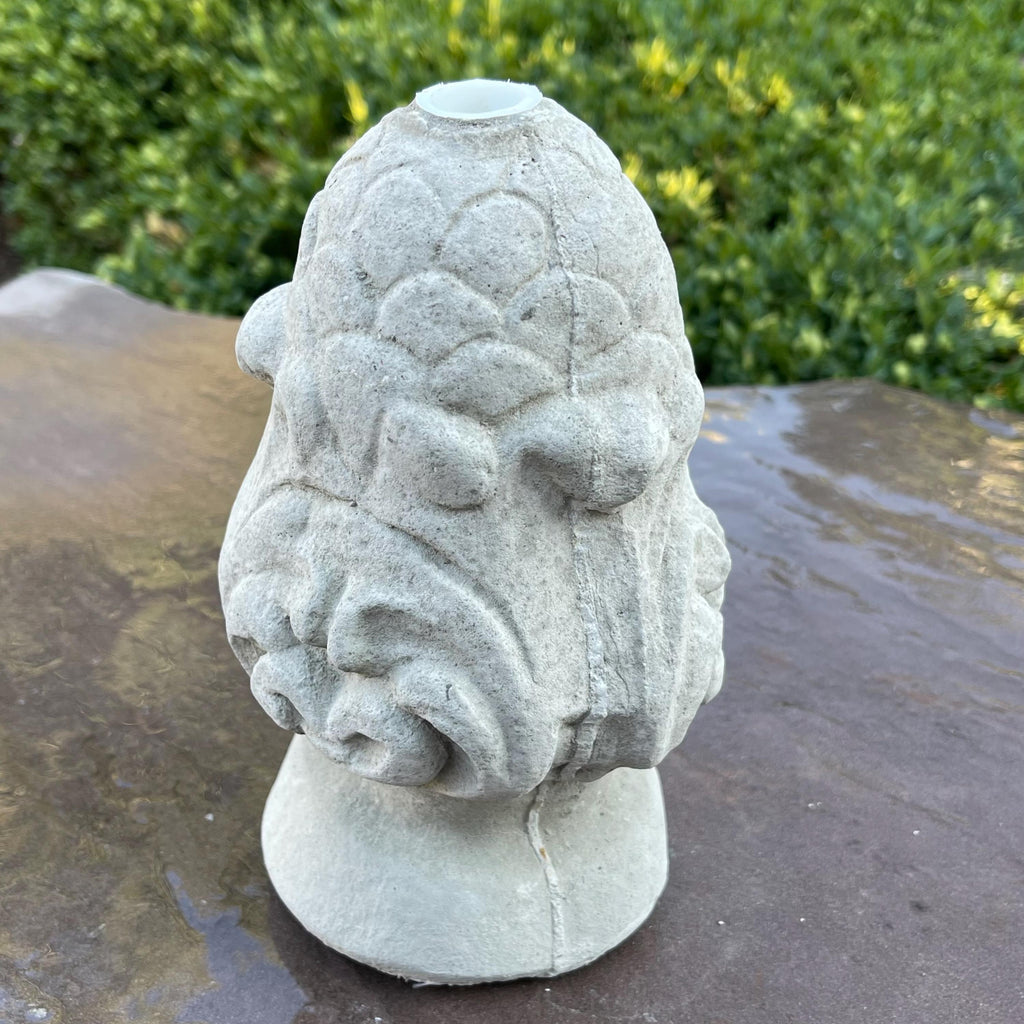 Replacement Fountain Topper 7.5" Cement Water Fountain Top / Concrete Pond Spitter Finial Statue