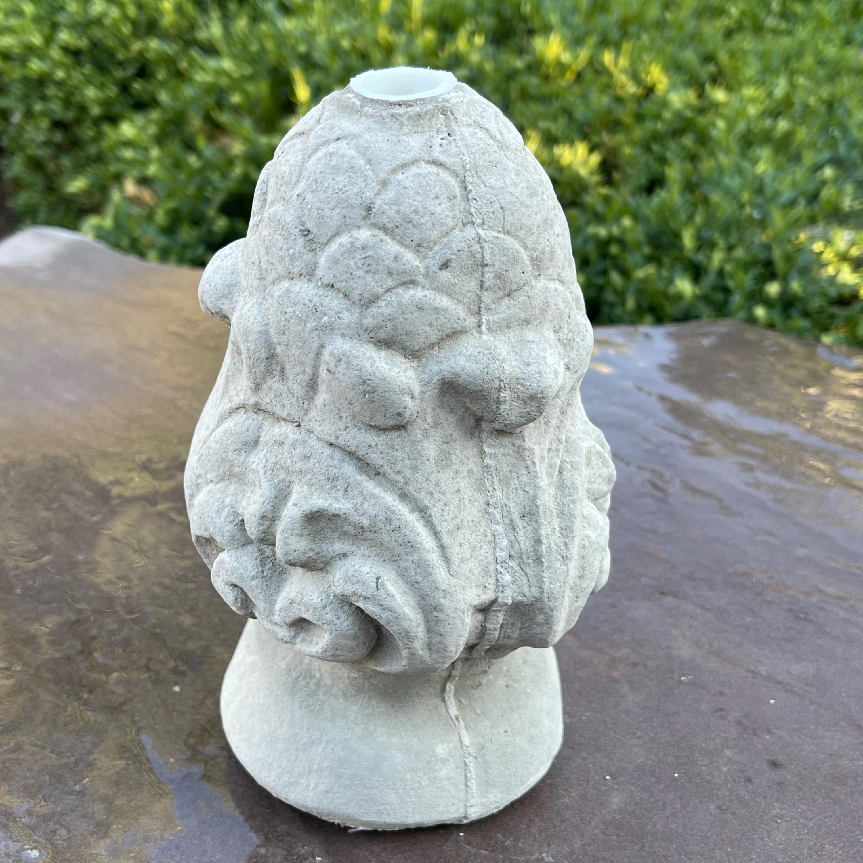 Replacement Fountain Topper 7.5" Cement Water Fountain Top / Concrete Pond Spitter Finial Statue