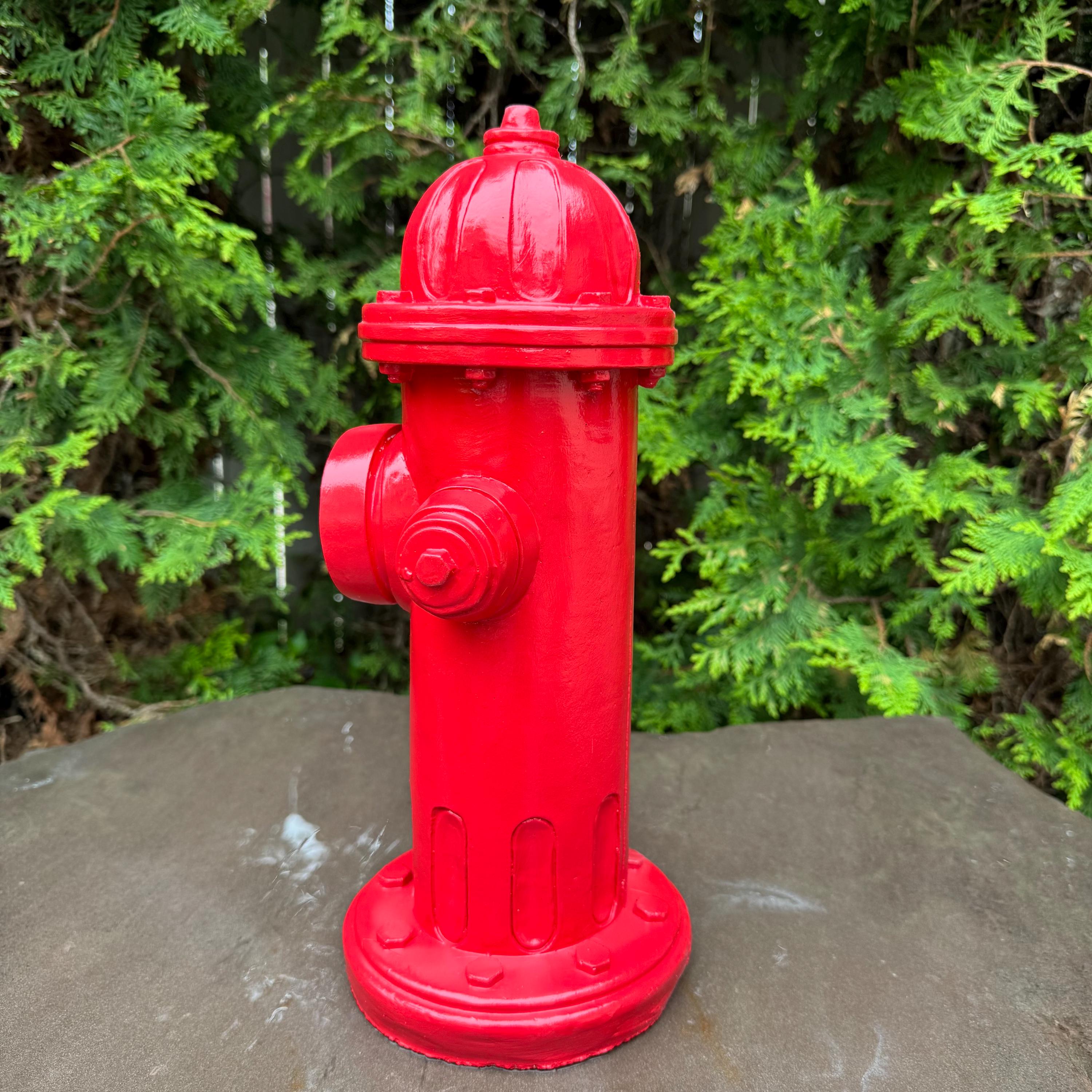 Red Concrete Fire Hydrant Statue 14 inch Dog Pee Post Fireman Gift Yard Decor Lawn Ornament