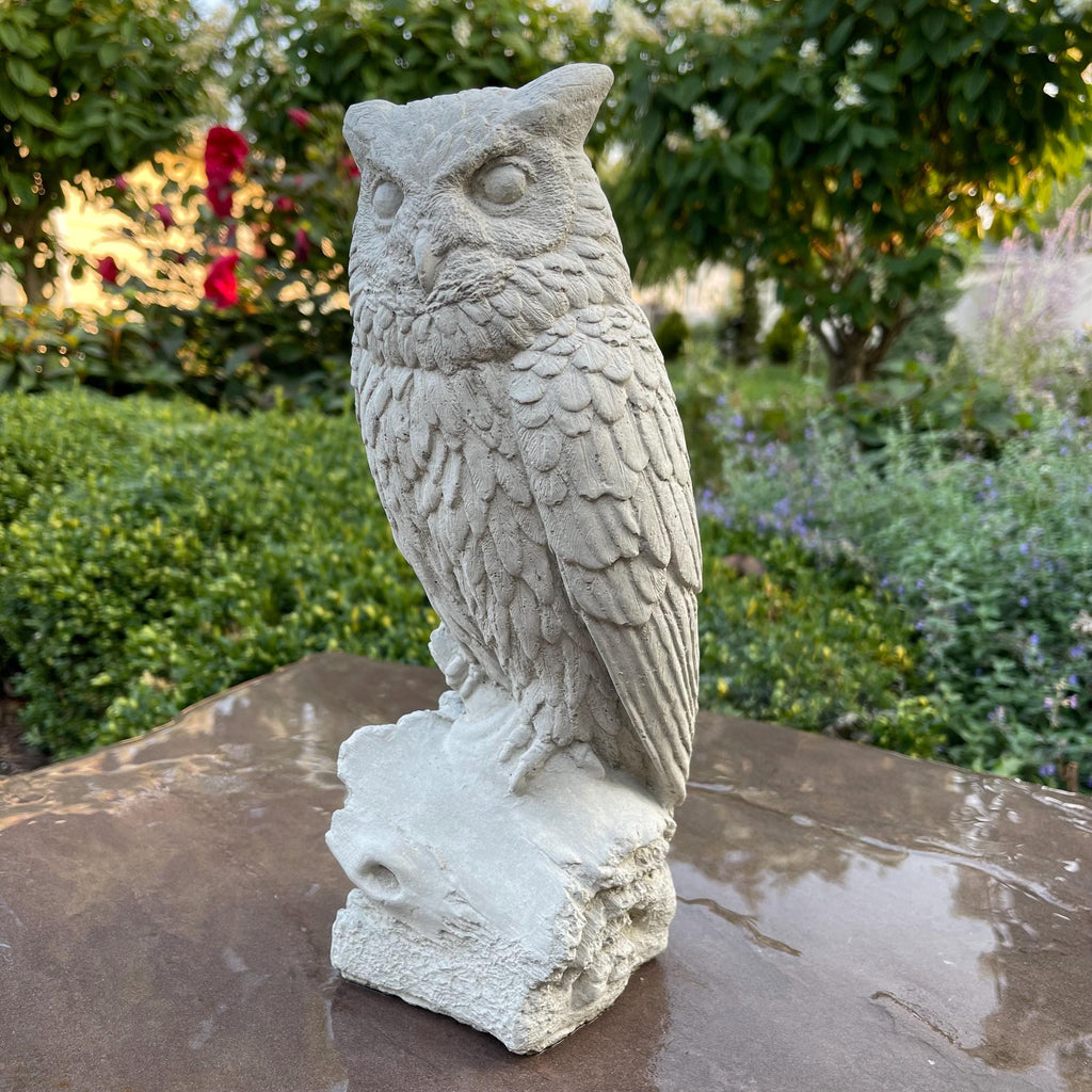 Handmade Concrete Owl Garden Statue 12 Inch Charming Outdoor Yard Decor Sculpture Ornament Gift