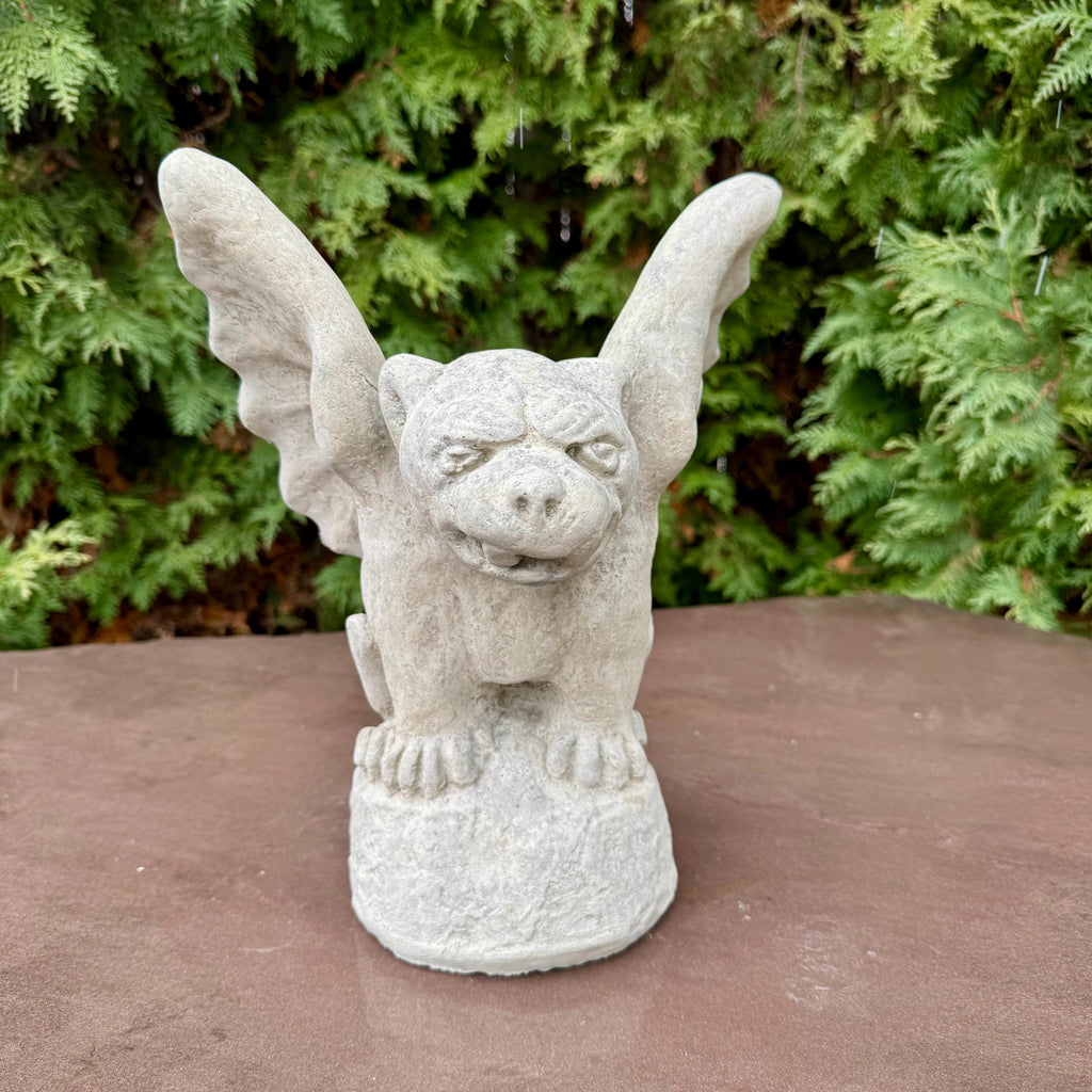 Concrete Sitting Gargoyle Statue 13" Winged Gothic Garden Sculpture Outdoor Halloween Yard Decor Ornament