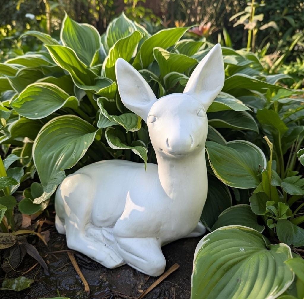 Concrete Deer Statue 15 Inch Garden Sculpture Wildlife Lawn Art Yard Ornament Animal Decor