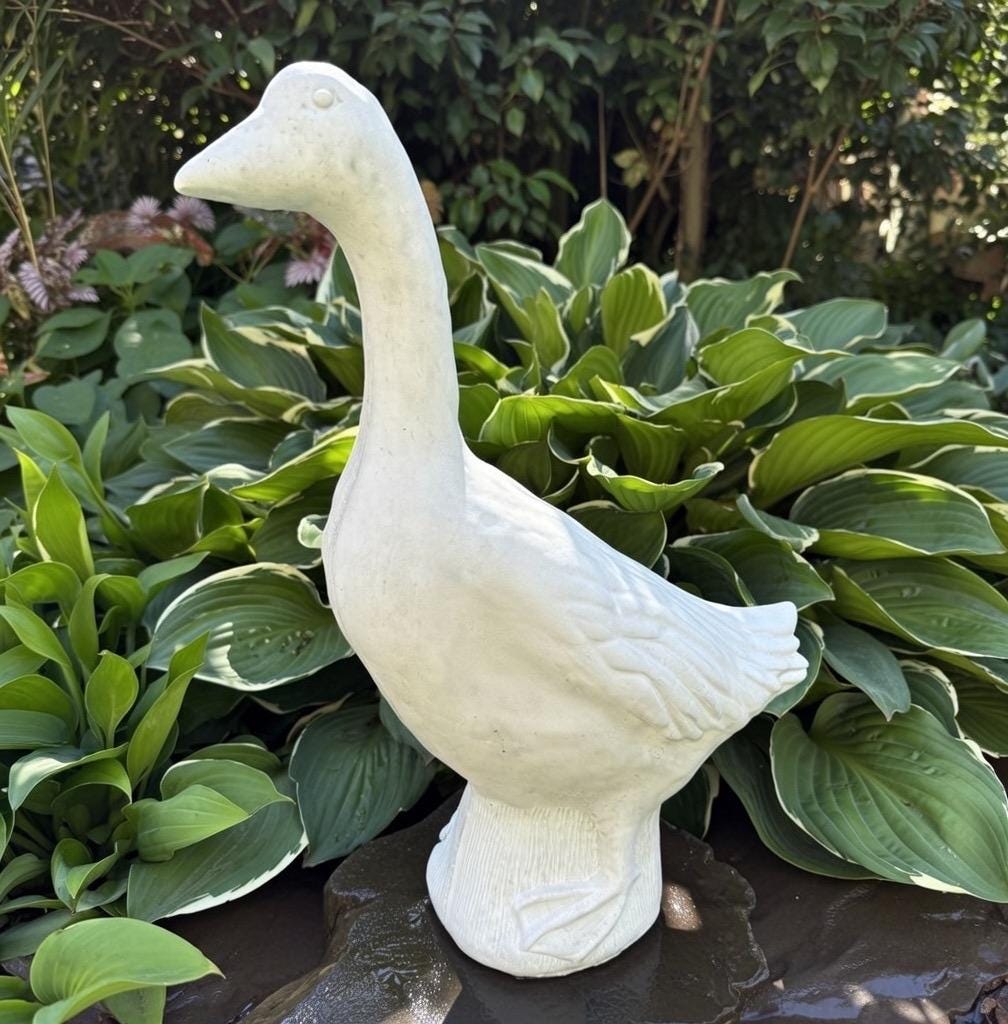17.5 Inch Cement Porch Goose Statue - Garden Ornament Patio Yard Decor Concrete Lawn Animal Sculpture Gift