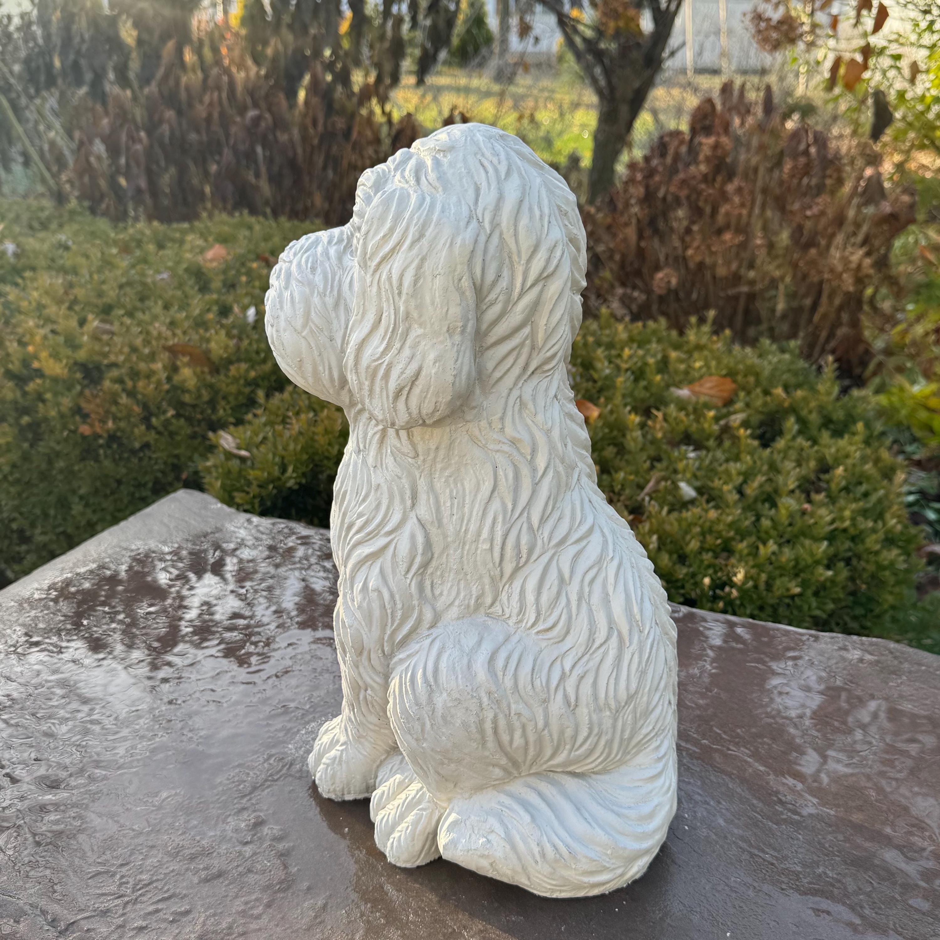Large Labradoodle Garden Statue 15" Outdoor Concrete Dog Decor Handmade Yard Sculpture Memorial Pet Gift
