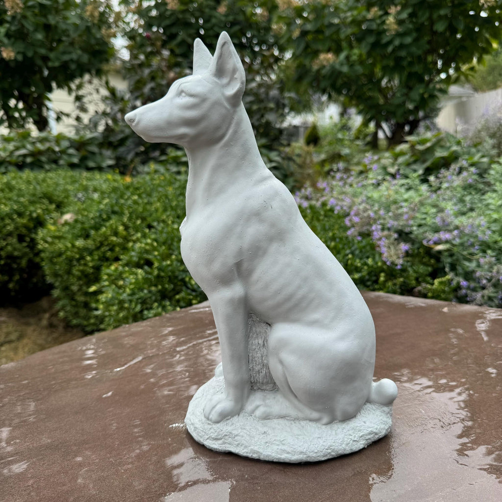 12 Inch Concrete Doberman Pinscher Garden Statue: Outdoor Dog Sculpture Yard Decor Lawn Ornament Pet Memorial Gift