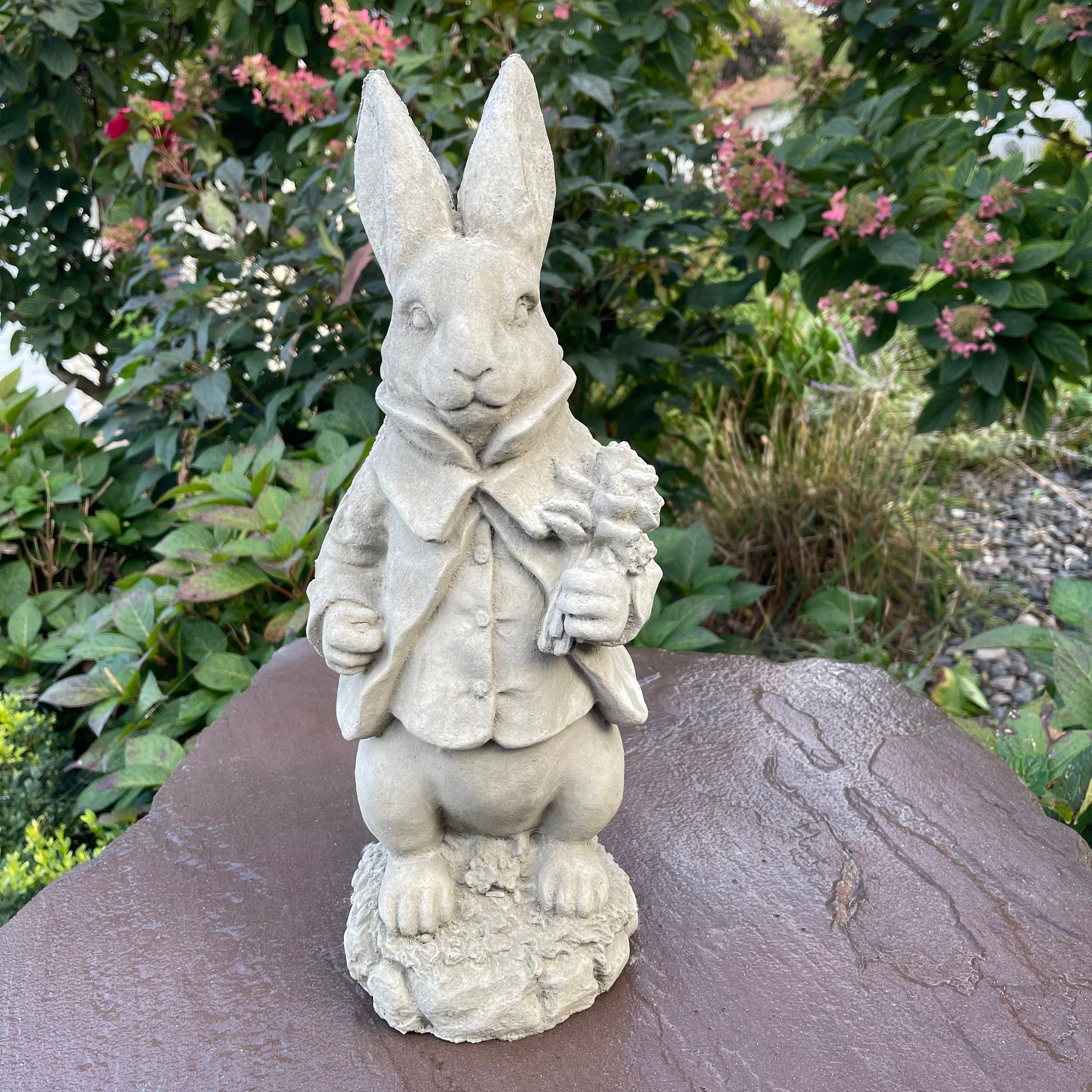 Large Peter Rabbit Statue 17" Beatrix Potter Garden Bunny Sculpture Outdoor Cottagecore Decor