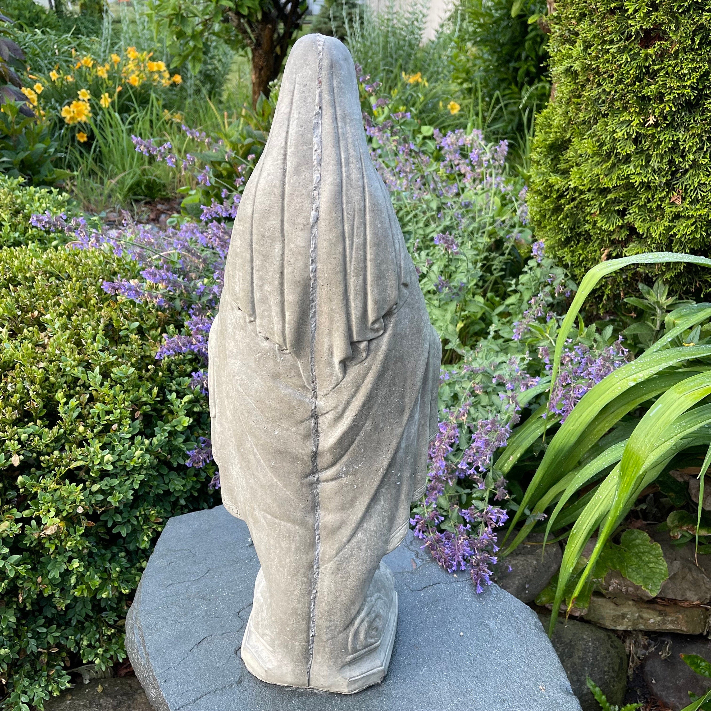 Concrete Virgin Mary Garden Statue 24" Cement Our Lady Of Grace Outdoor Statue