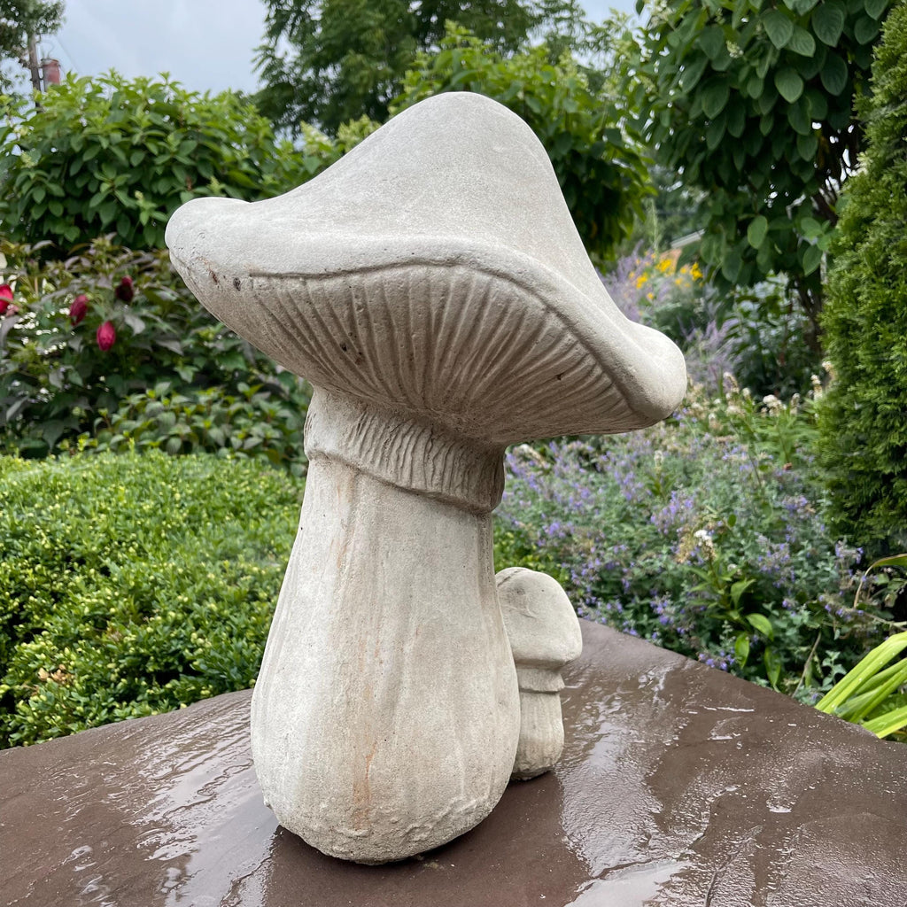 19 Inch Handmade Concrete Mushroom Garden Statue Whimsical Toadstool Yard Art Lawn Ornament Sculpture
