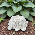 Concrete Gazing Ball Holder 12 Inch Leaf Pattern Garden Globe Stand Yard Decor Ornament