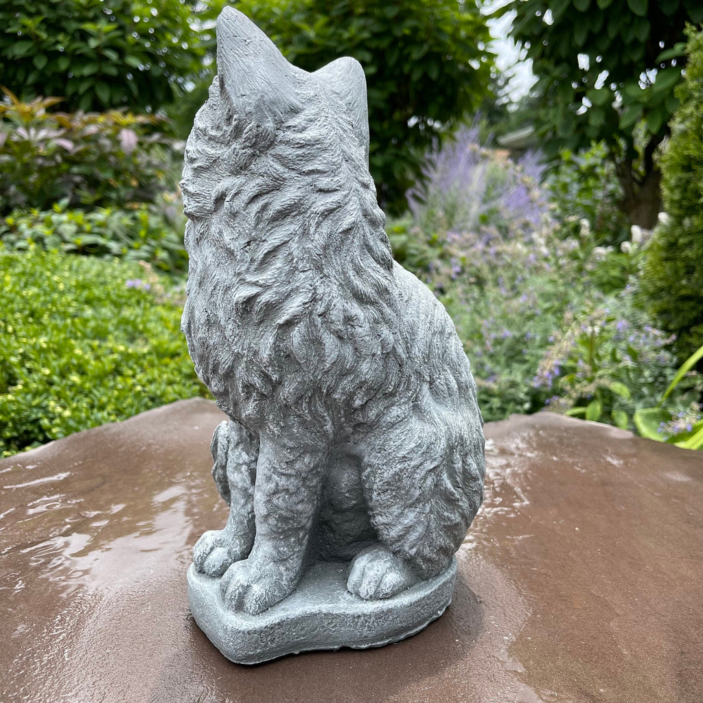 Concrete Cat Garden Statue 11" Outdoor Cat Statue