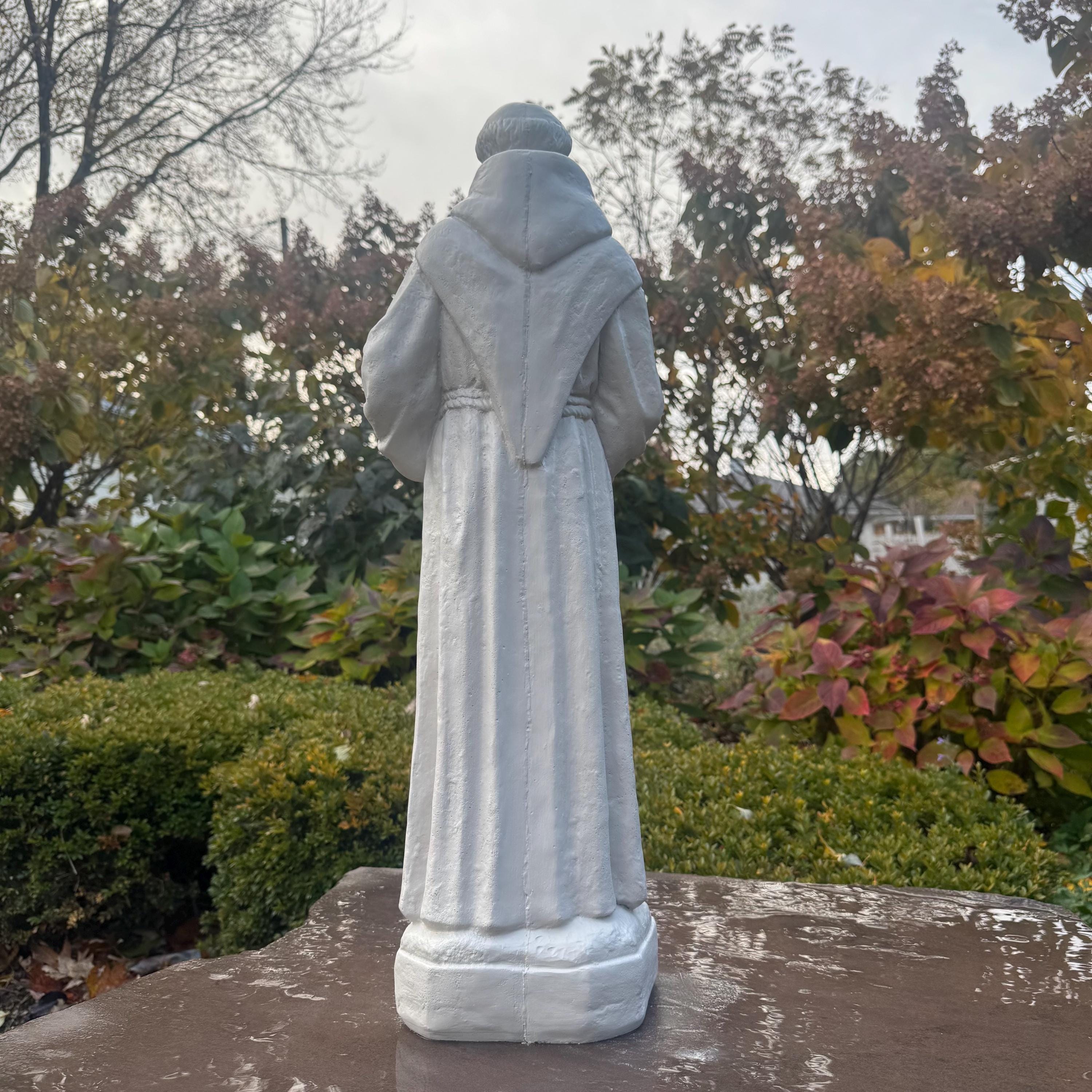 St Francis Assisi 27 inch Concrete Garden Statue Catholic Religious Outdoor Yard Sculpture Decor Gift