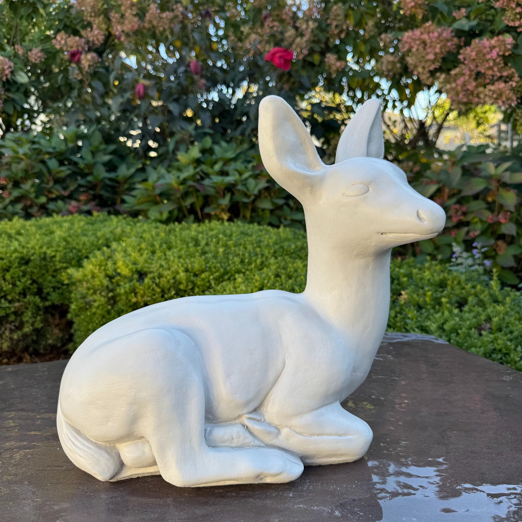 Concrete Deer Statue 15 Inch Garden Sculpture Wildlife Lawn Art Yard Ornament Animal Decor