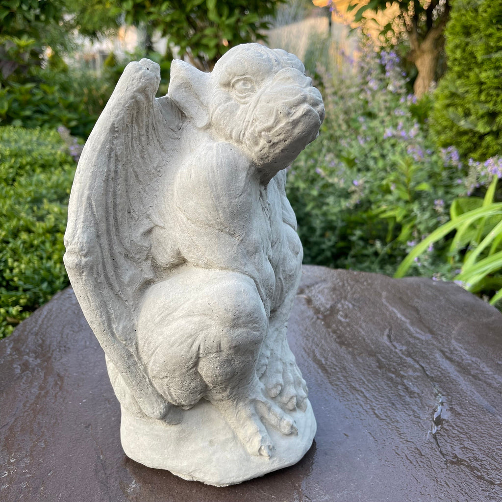 Gothic Winged Gargoyle Concrete Statue 11 Inch Garden Sculpture Outdoor Halloween Yard Decor