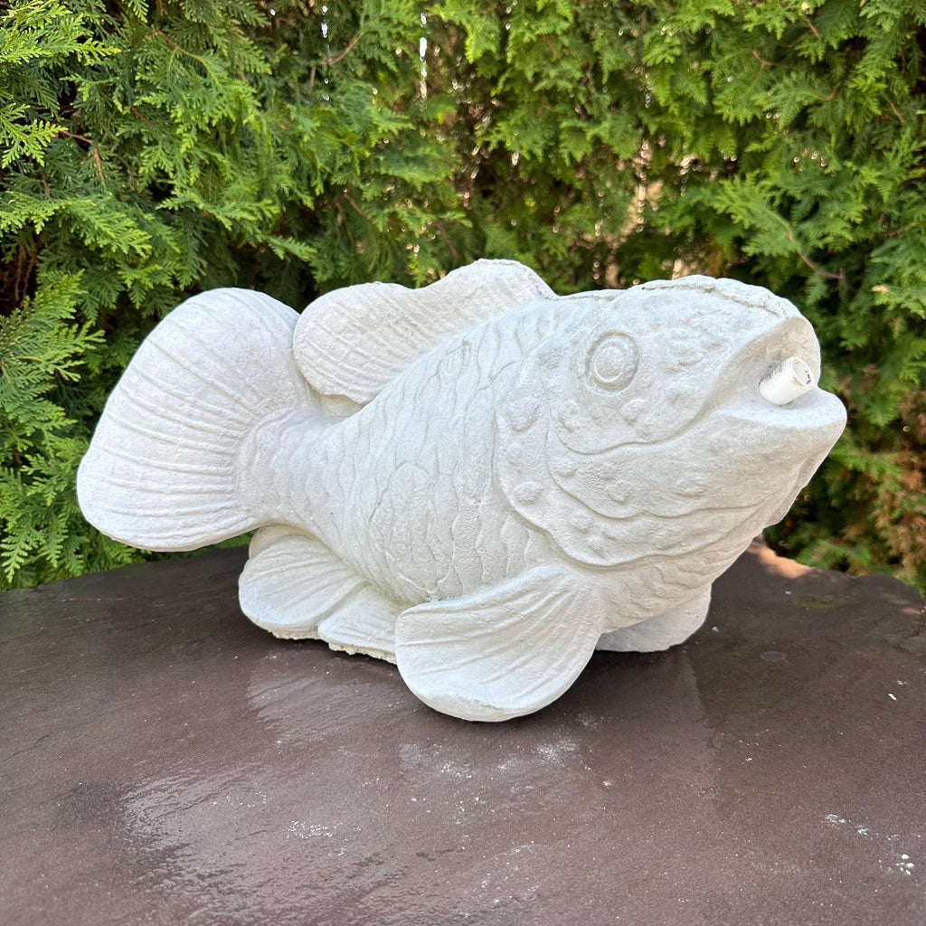 Concrete Fish Pond Spitter 17" Outdoor Garden Water Feature Fountain Statue Top Spout