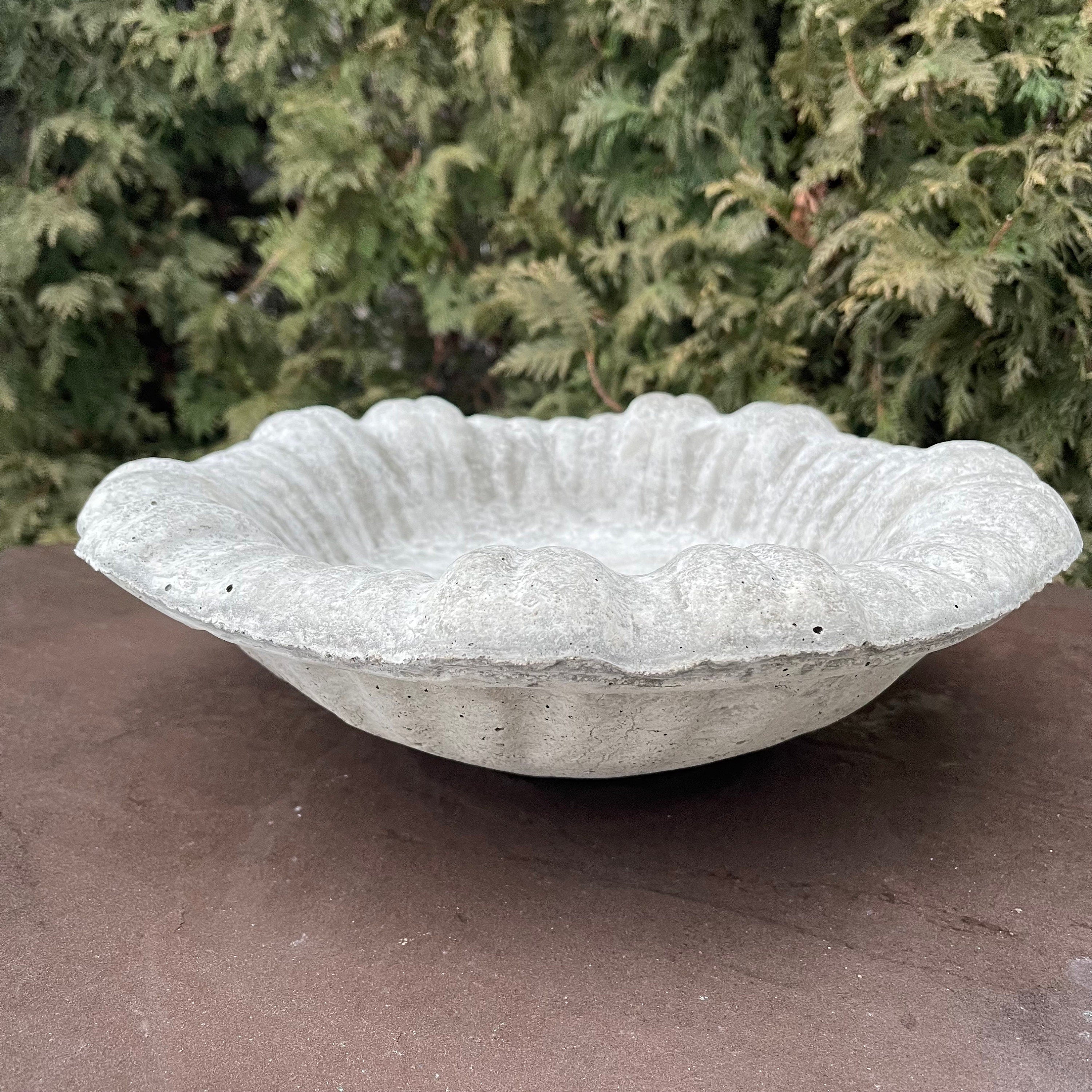 Small Cement Bird Bath Bowl: 13" Modern Concrete Bird Bath