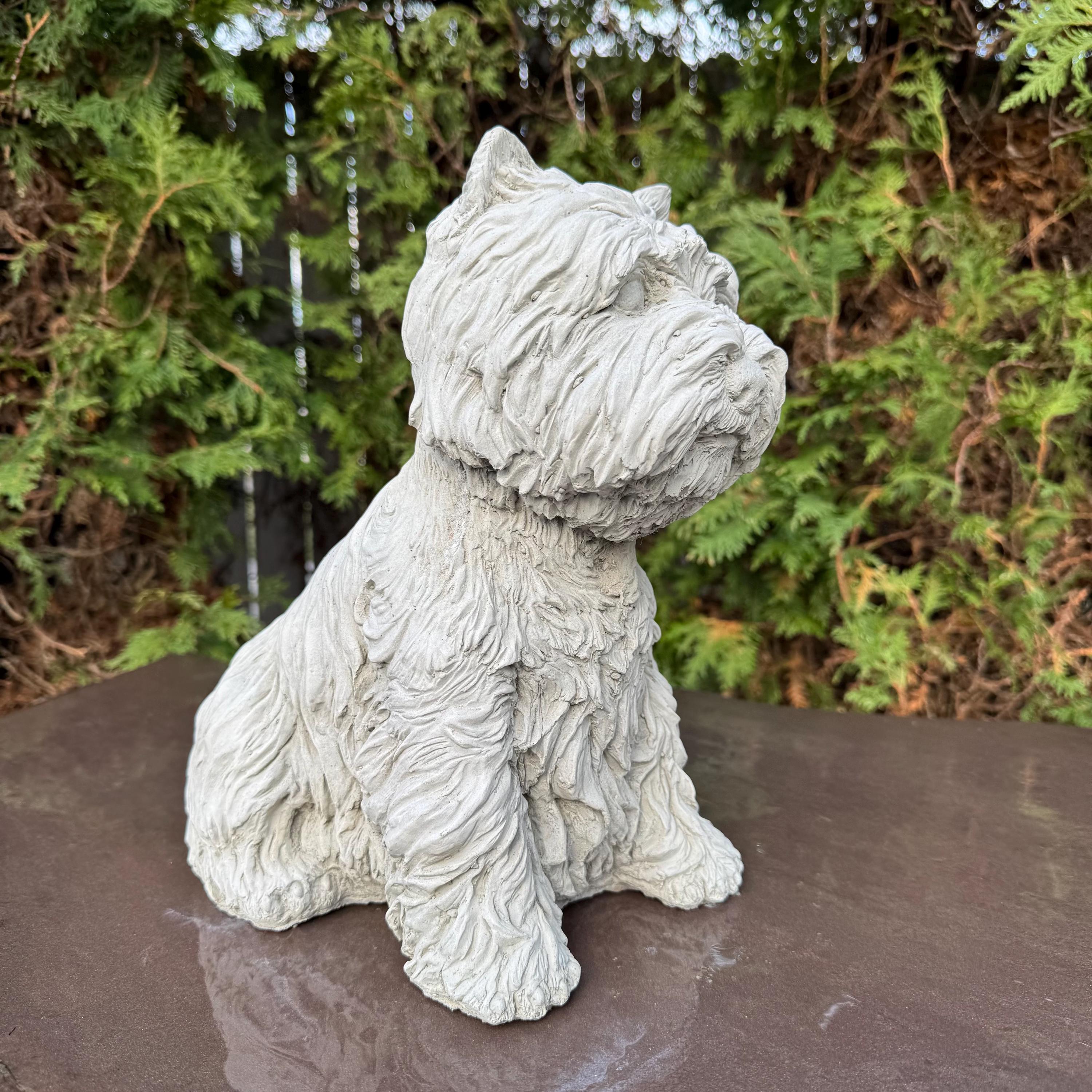 Concrete Cairn Terrier Garden Statue 11.5" Dog Memorial Sculpture Yard Decor Pet Loss Gift