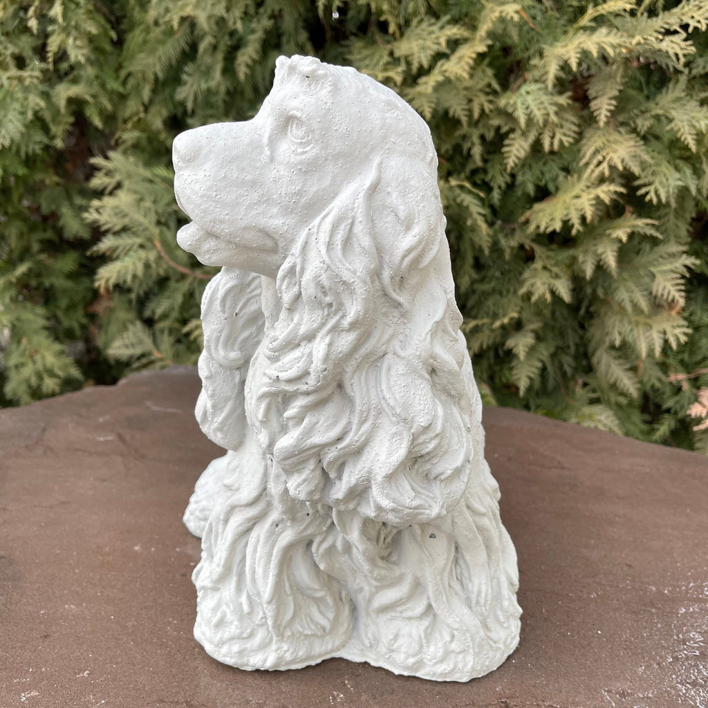 Handcrafted Concrete Cocker Spaniel Garden Statue 11" Pet Memorial Sculpture Dog Yard Art Lawn Ornament Gift