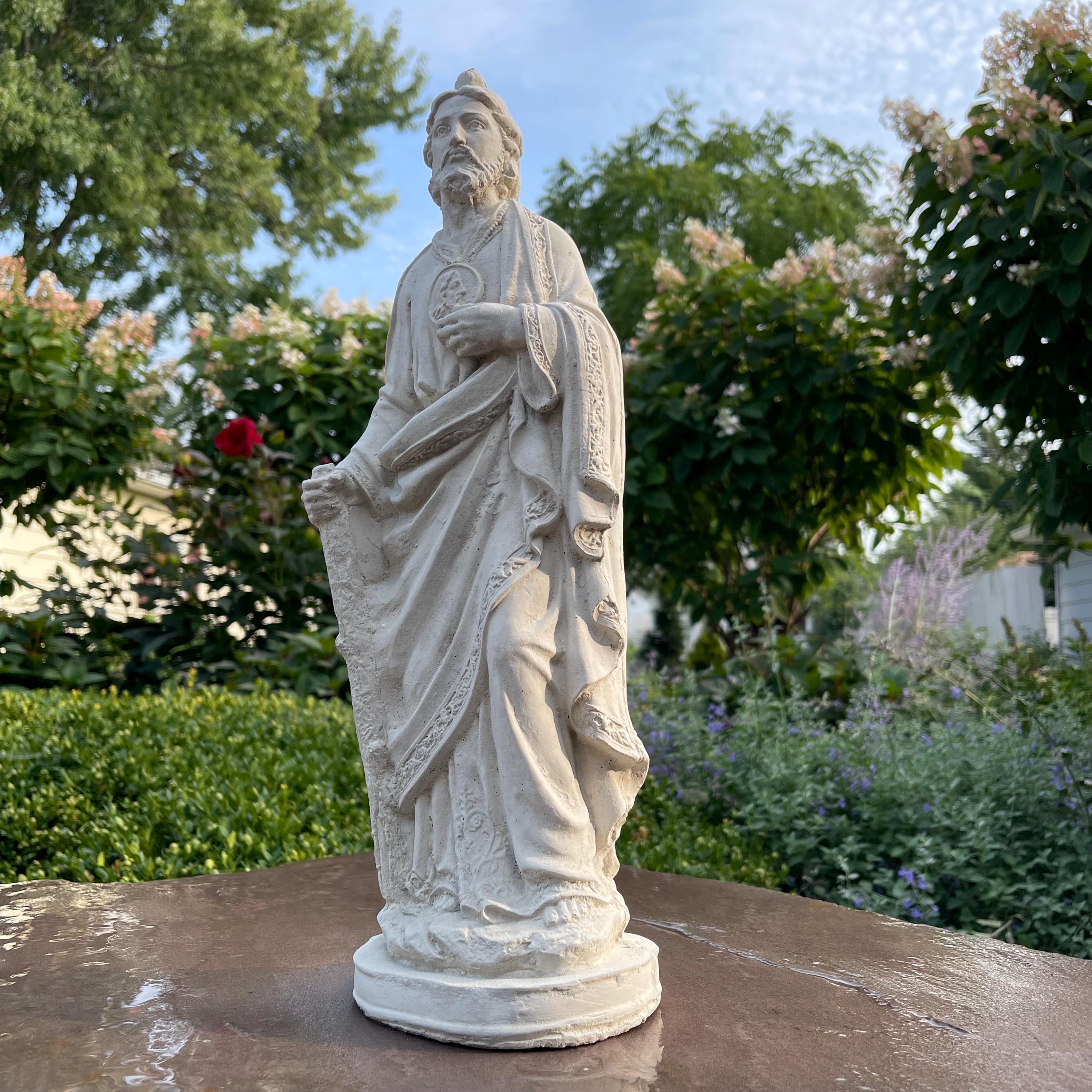 Saint Jude Garden Statue 16.5" Concrete Catholic Religious Patron Sculpture Yard Decor Gift