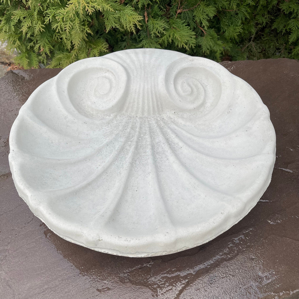 Concrete Bird Bath Bowl 18" Cement Bird Baths Near Me / Sea Shell Shape Design